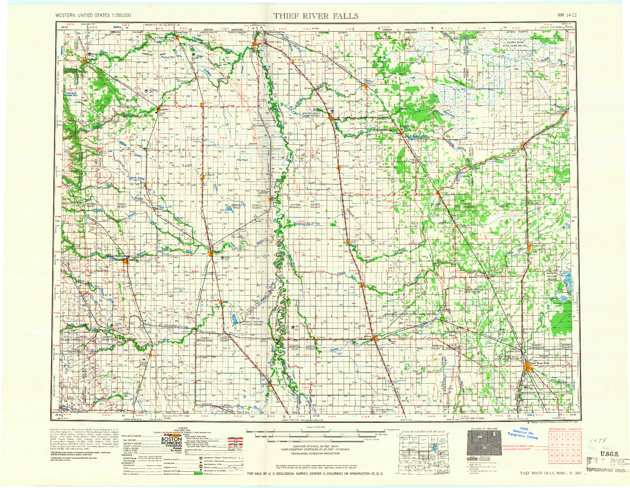 USGS 1:250000-SCALE QUADRANGLE FOR THIEF RIVER FALLS, MN 1967