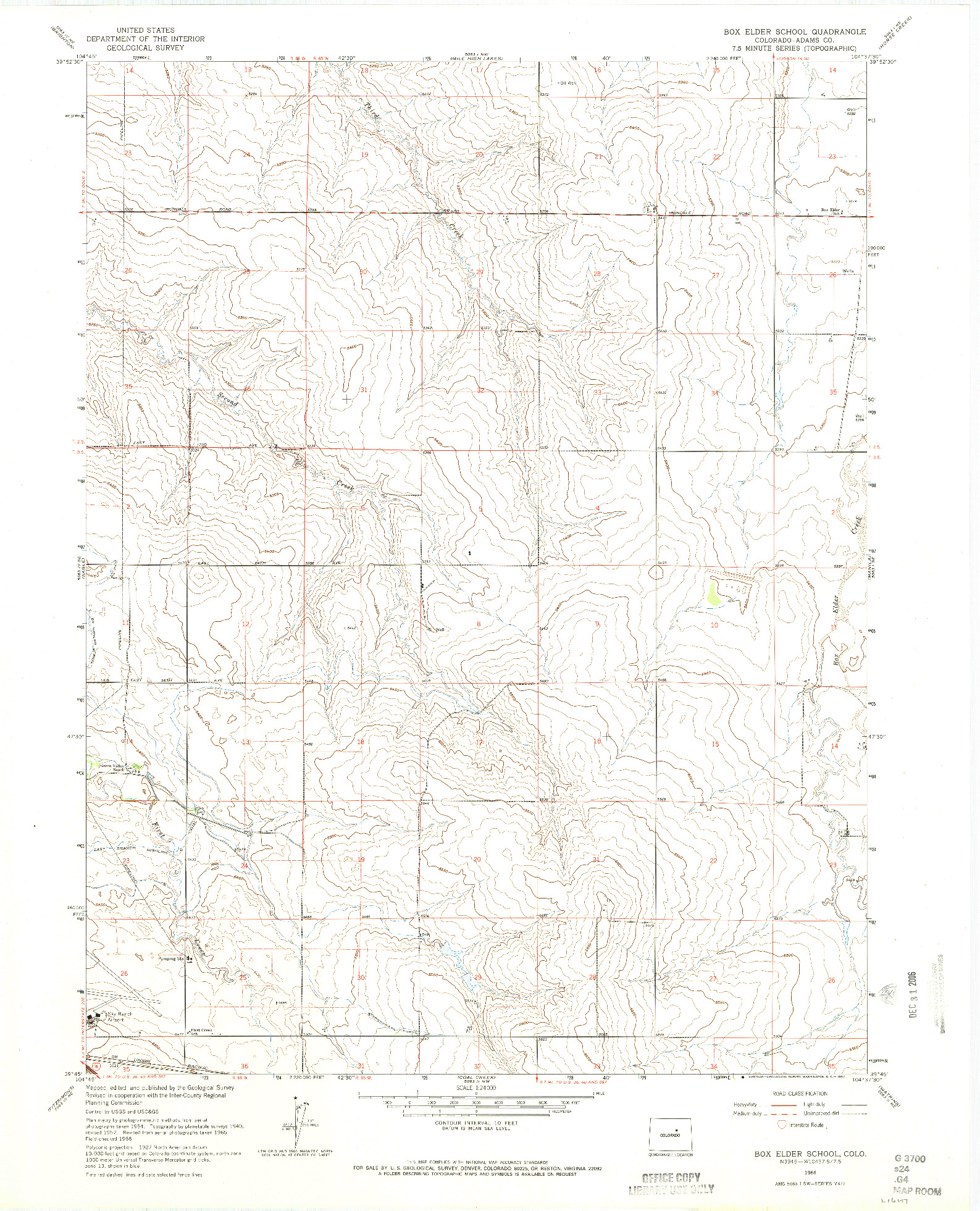 USGS 1:24000-SCALE QUADRANGLE FOR BOX ELDER SCHOOL, CO 1966