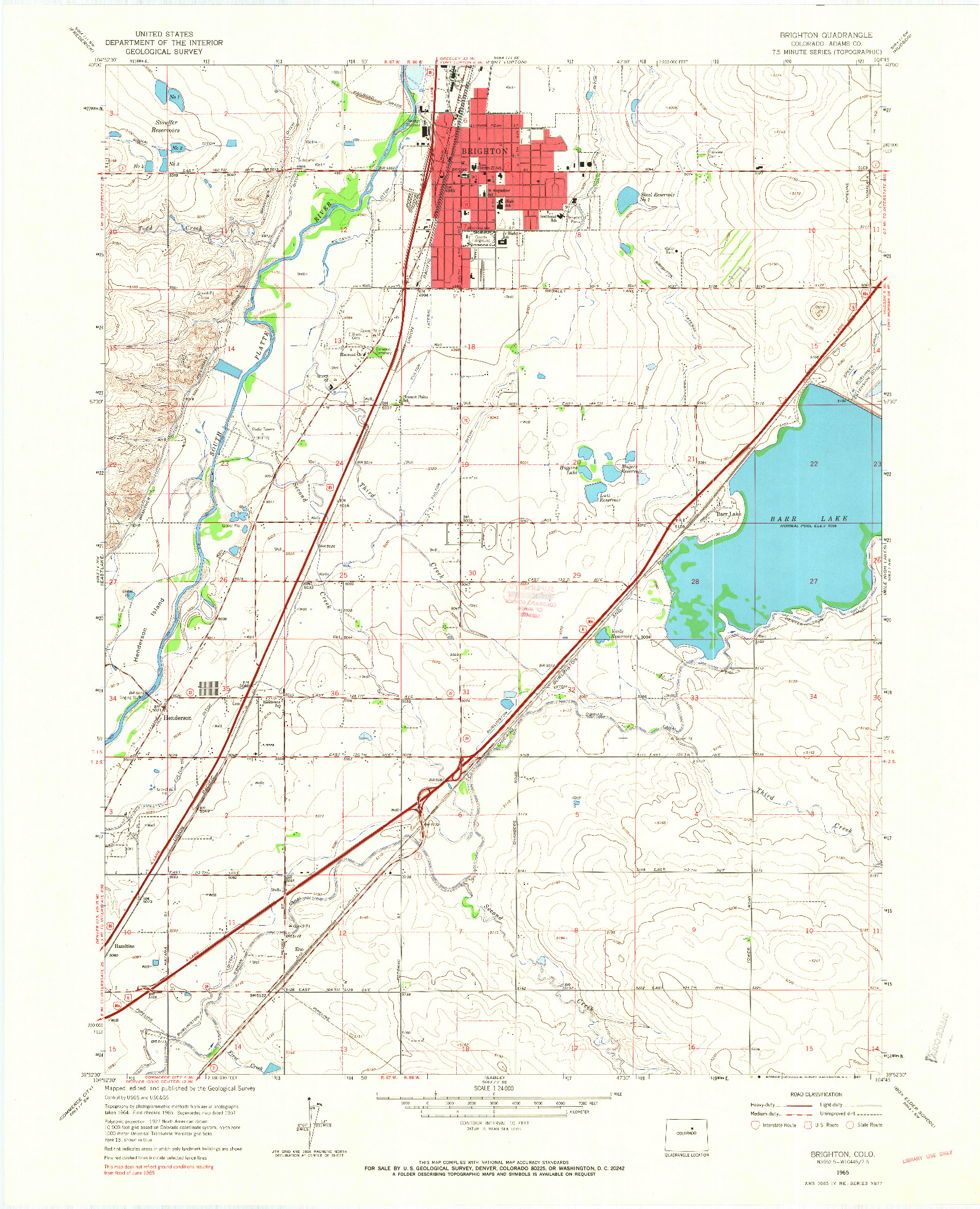 USGS 1:24000-SCALE QUADRANGLE FOR BRIGHTON, CO 1965