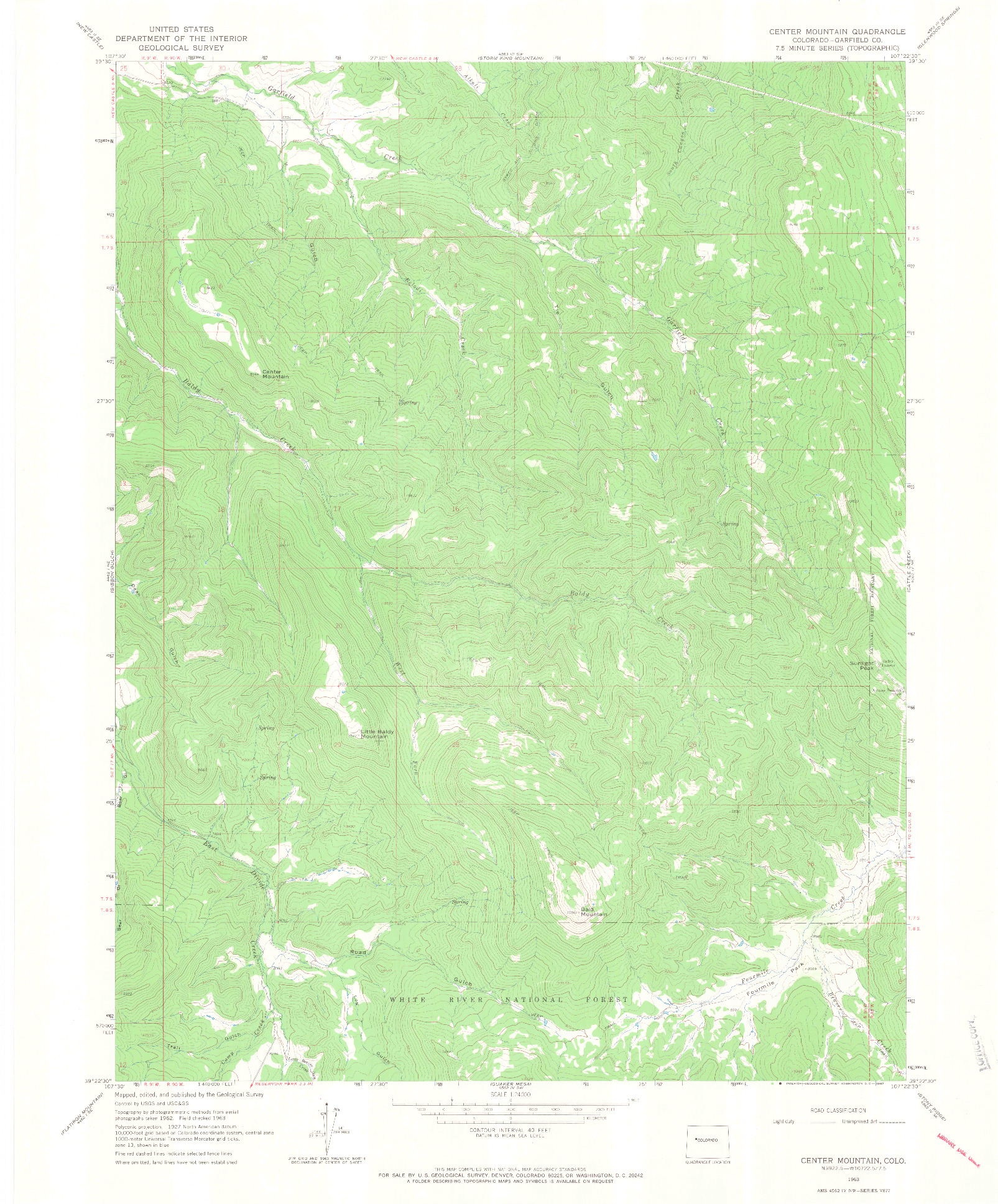 USGS 1:24000-SCALE QUADRANGLE FOR CENTER MOUNTAIN, CO 1963