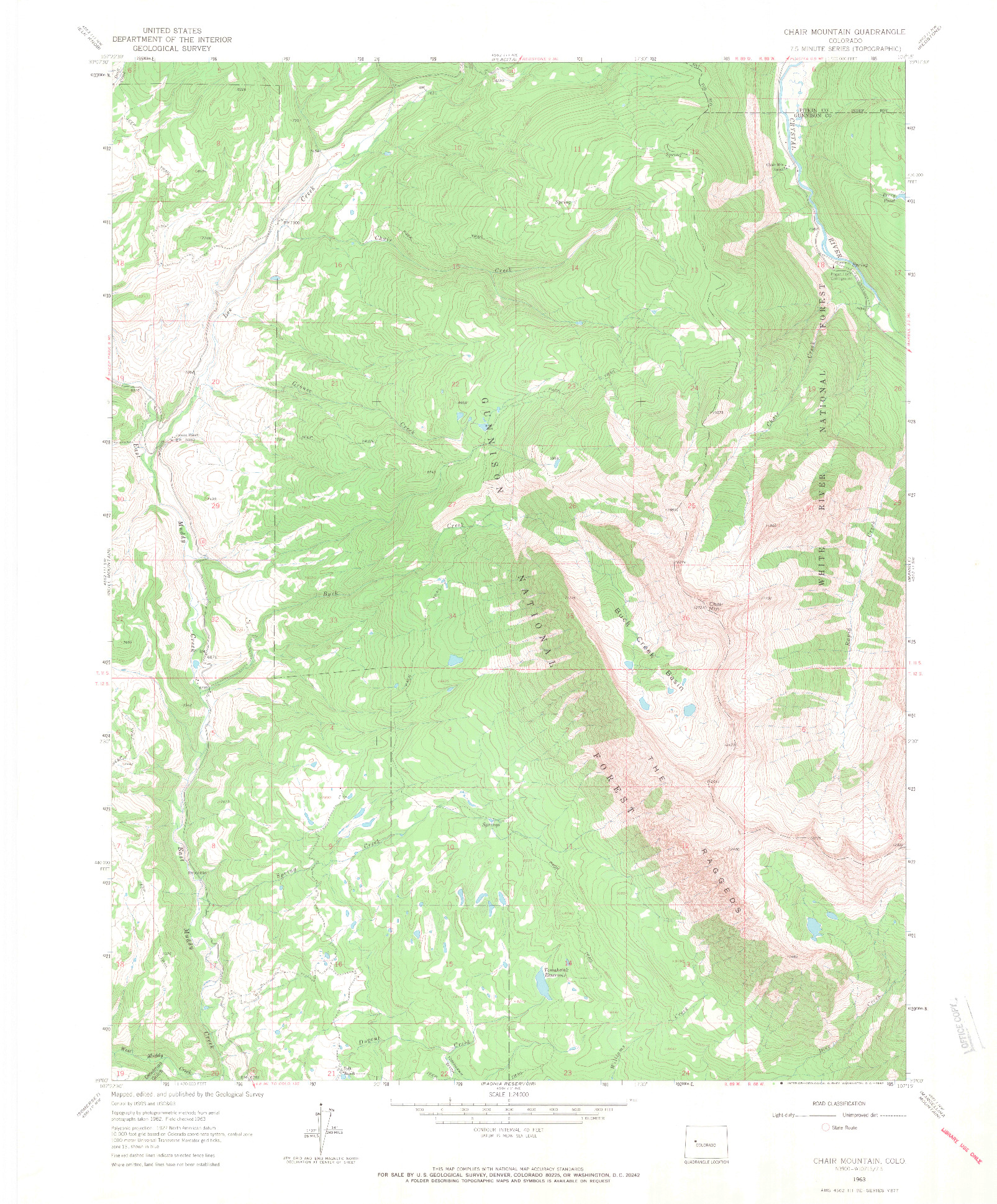 USGS 1:24000-SCALE QUADRANGLE FOR CHAIR MOUNTAIN, CO 1963