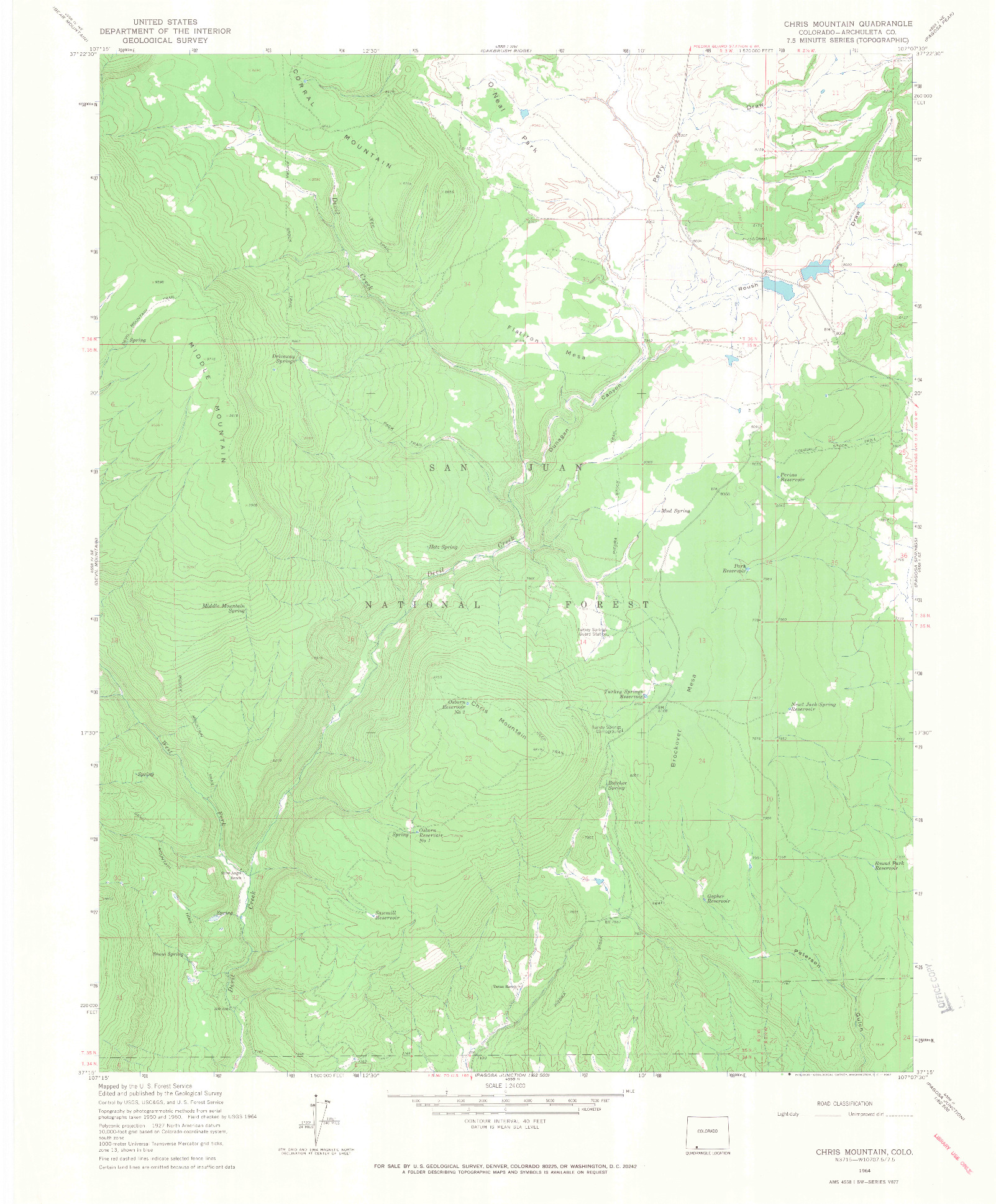 USGS 1:24000-SCALE QUADRANGLE FOR CHRIS MOUNTAIN, CO 1964