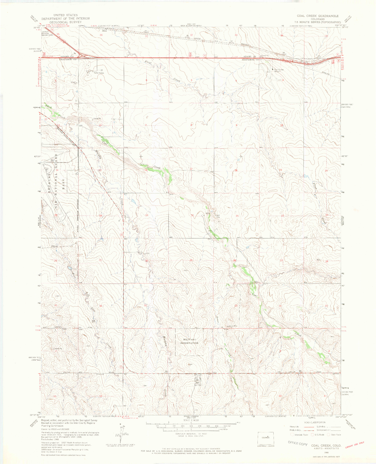 USGS 1:24000-SCALE QUADRANGLE FOR COAL CREEK, CO 1966