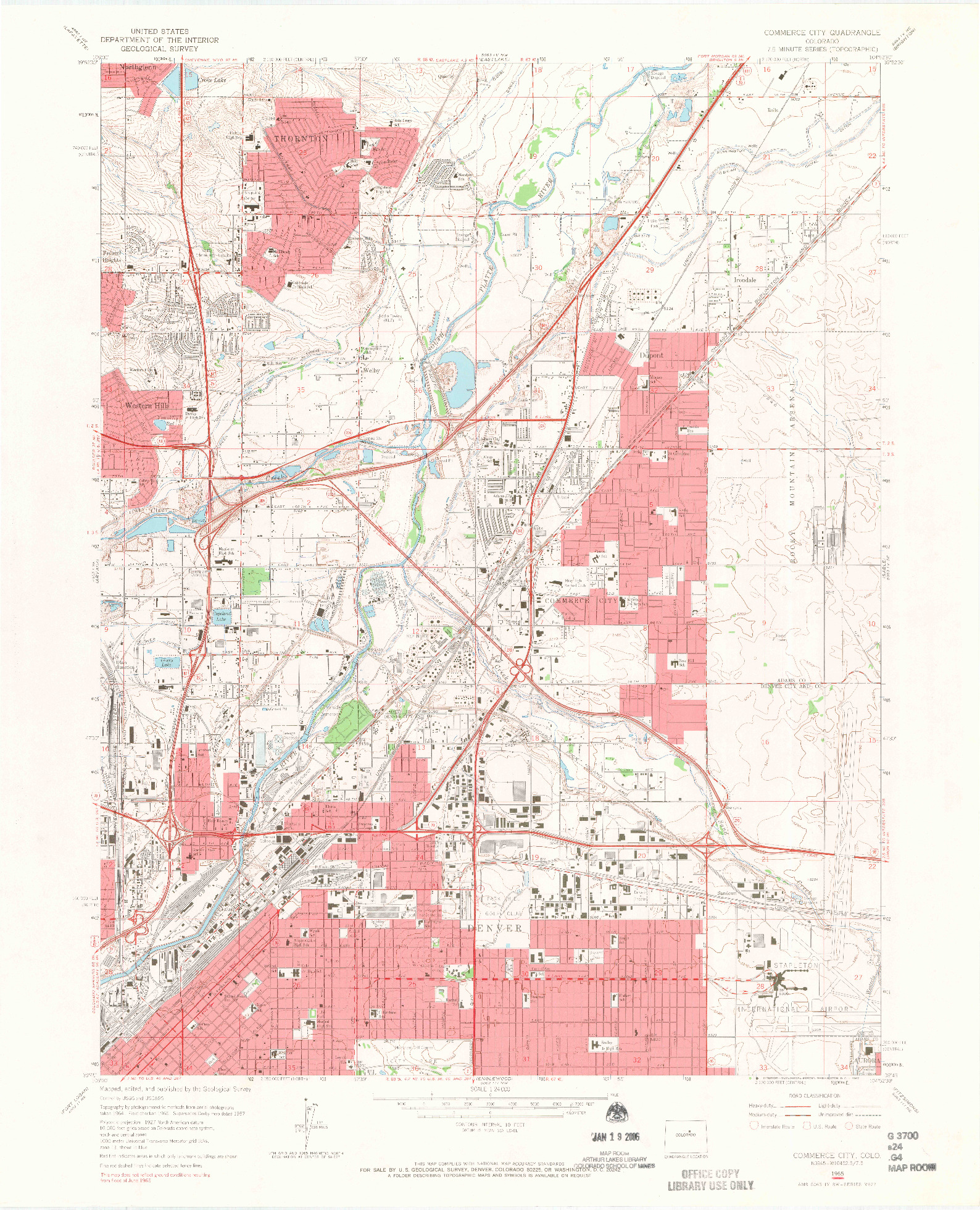 USGS 1:24000-SCALE QUADRANGLE FOR COMMERCE CITY, CO 1965