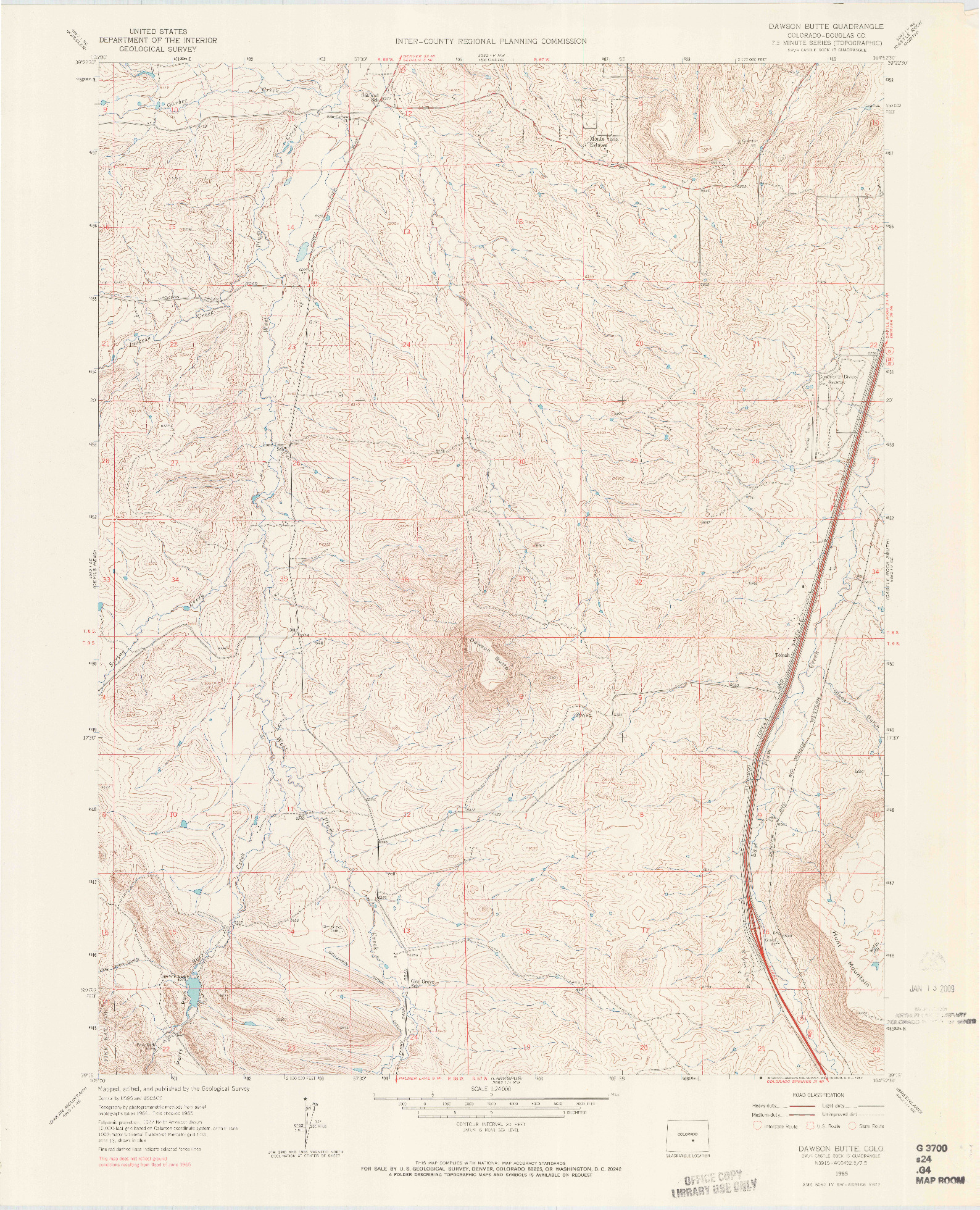 USGS 1:24000-SCALE QUADRANGLE FOR DAWSON BUTTE, CO 1965