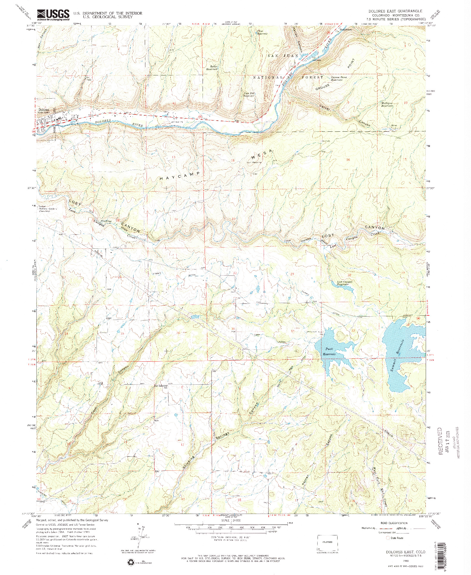 USGS 1:24000-SCALE QUADRANGLE FOR DOLORES EAST, CO 1965