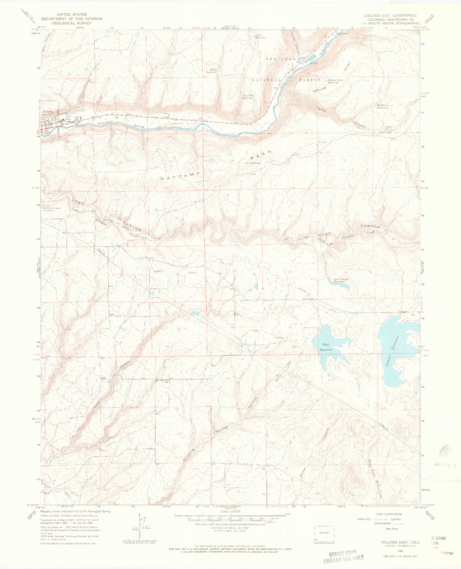 USGS 1:24000-SCALE QUADRANGLE FOR DOLORES EAST, CO 1965