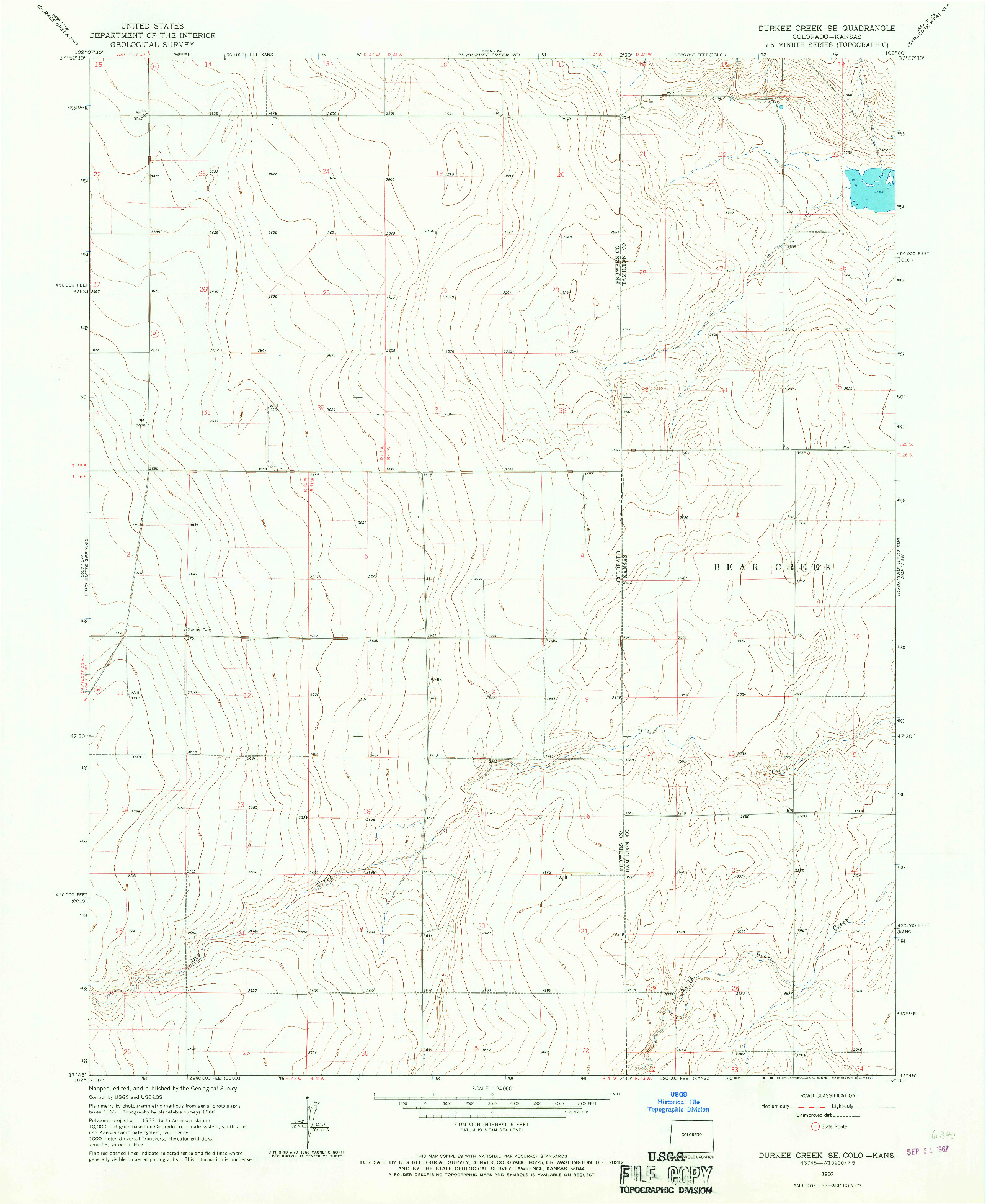 USGS 1:24000-SCALE QUADRANGLE FOR DURKEE CREEK SE, CO 1966