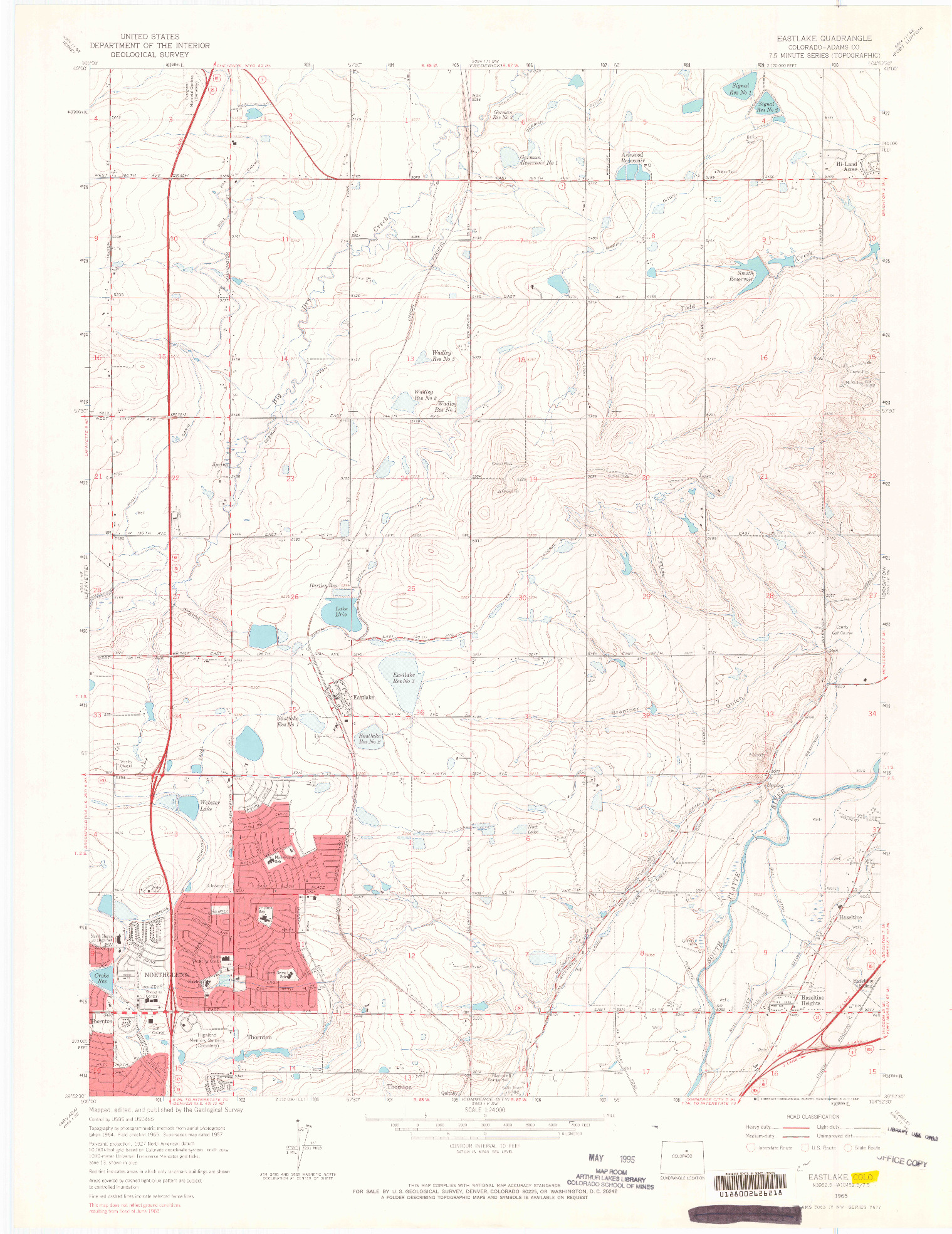 USGS 1:24000-SCALE QUADRANGLE FOR EASTLAKE, CO 1965