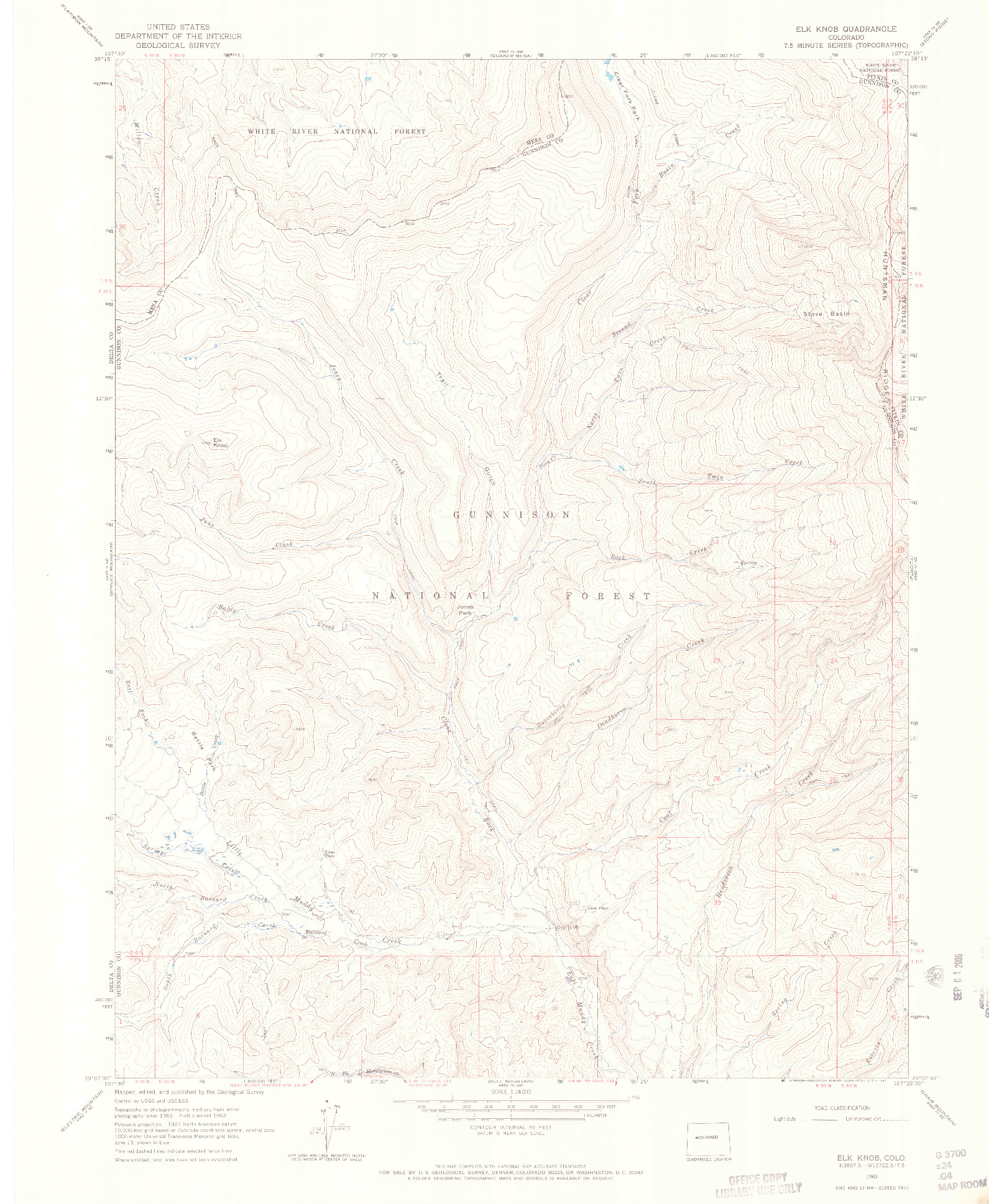 USGS 1:24000-SCALE QUADRANGLE FOR ELK KNOB, CO 1963