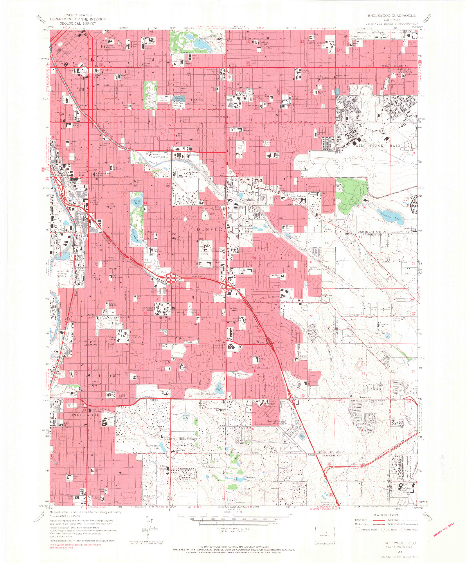 USGS 1:24000-SCALE QUADRANGLE FOR ENGLEWOOD, CO 1965