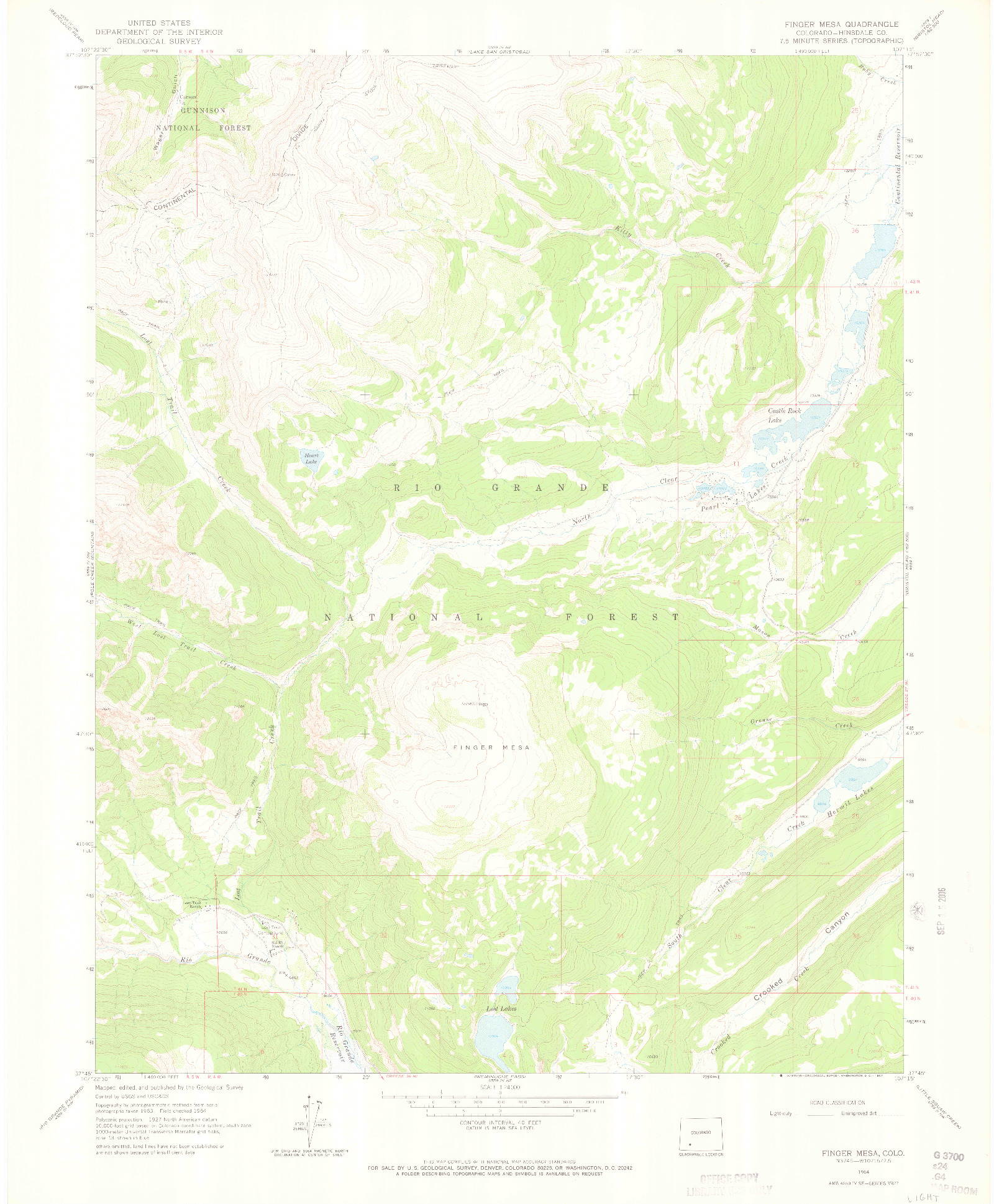 USGS 1:24000-SCALE QUADRANGLE FOR FINGER MESA, CO 1964