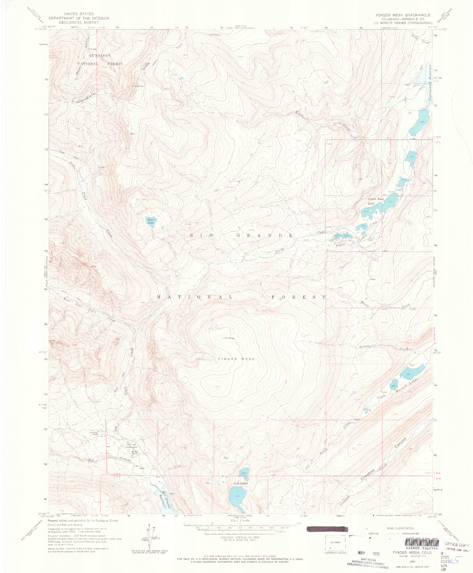 USGS 1:24000-SCALE QUADRANGLE FOR FINGER MESA, CO 1964