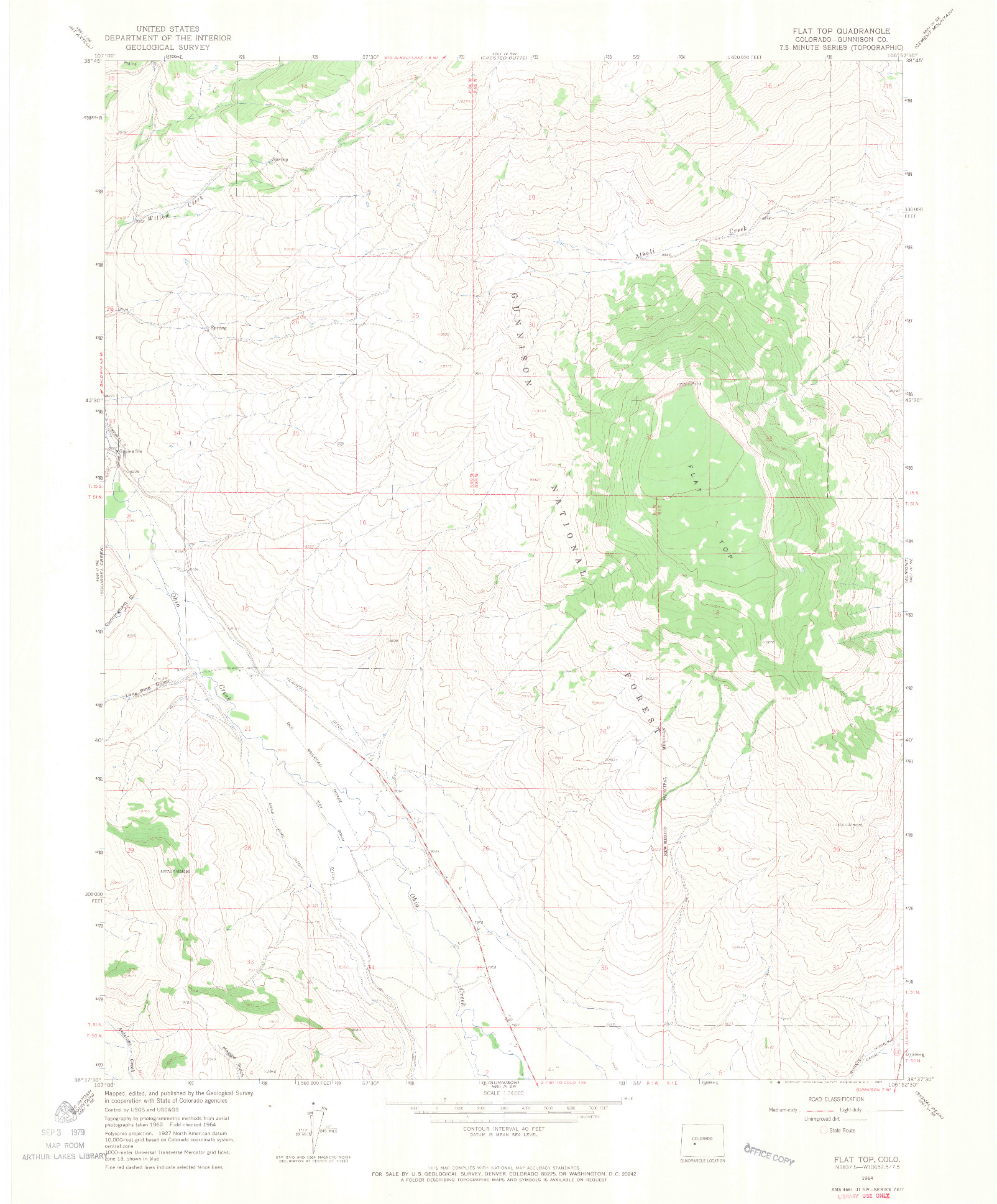 USGS 1:24000-SCALE QUADRANGLE FOR FLAT TOP, CO 1964