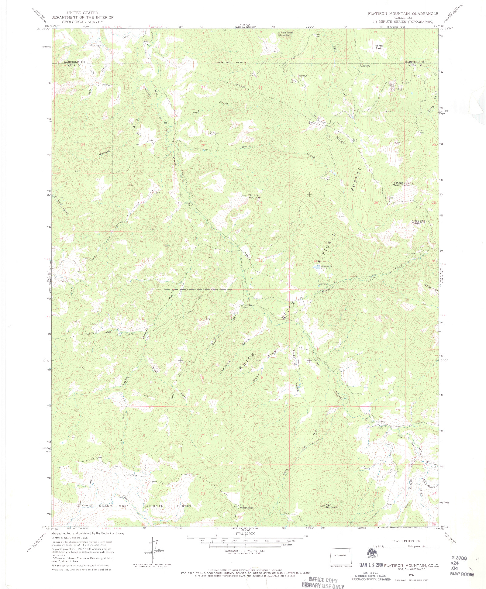 USGS 1:24000-SCALE QUADRANGLE FOR FLATIRON MOUNTAIN, CO 1963