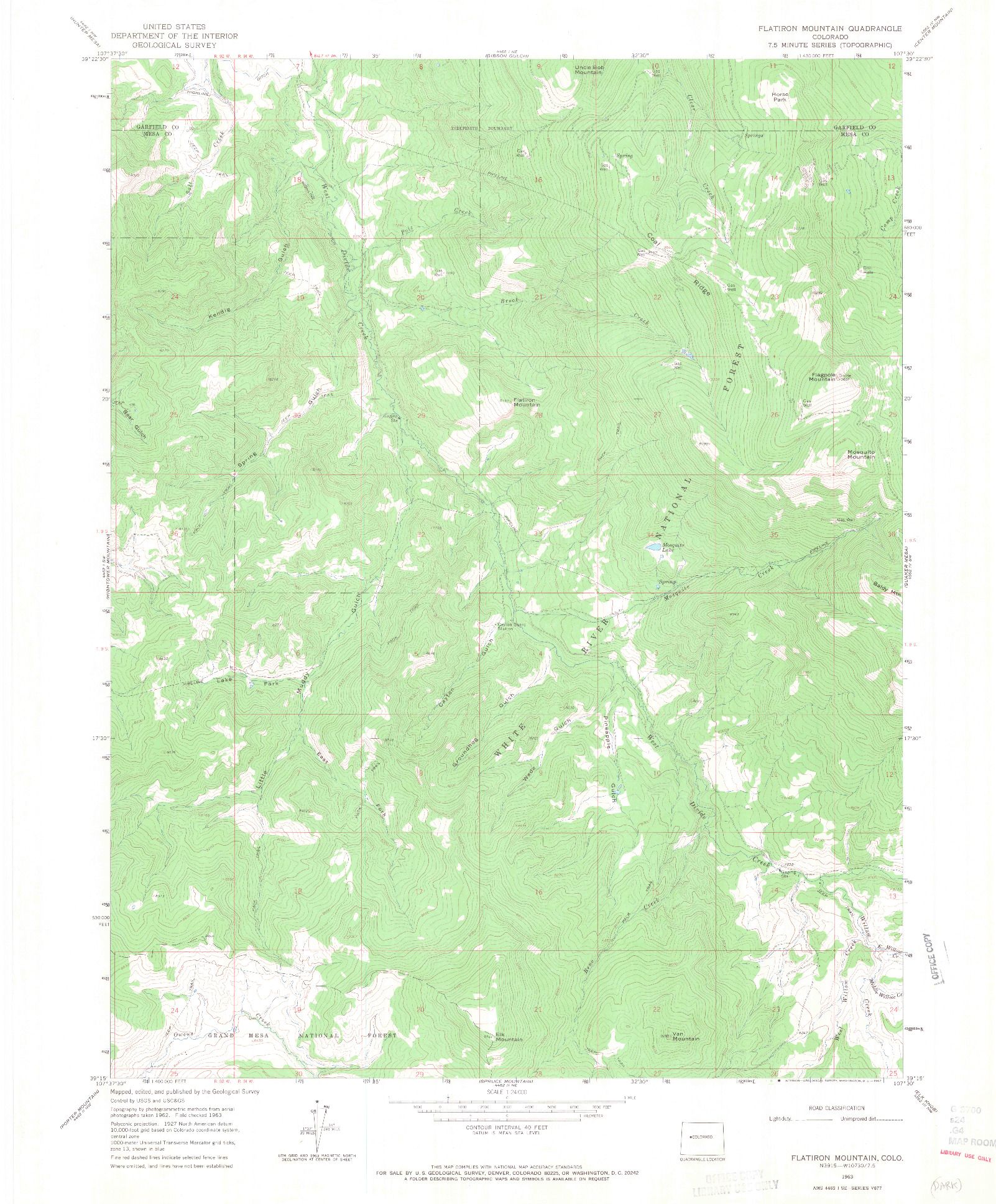 USGS 1:24000-SCALE QUADRANGLE FOR FLATIRON MOUNTAIN, CO 1963