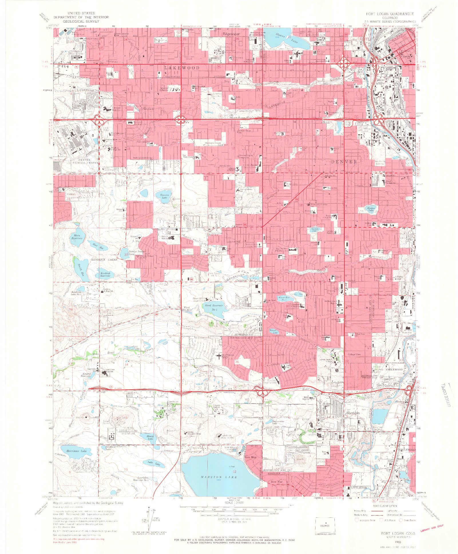 USGS 1:24000-SCALE QUADRANGLE FOR FORT LOGAN, CO 1965