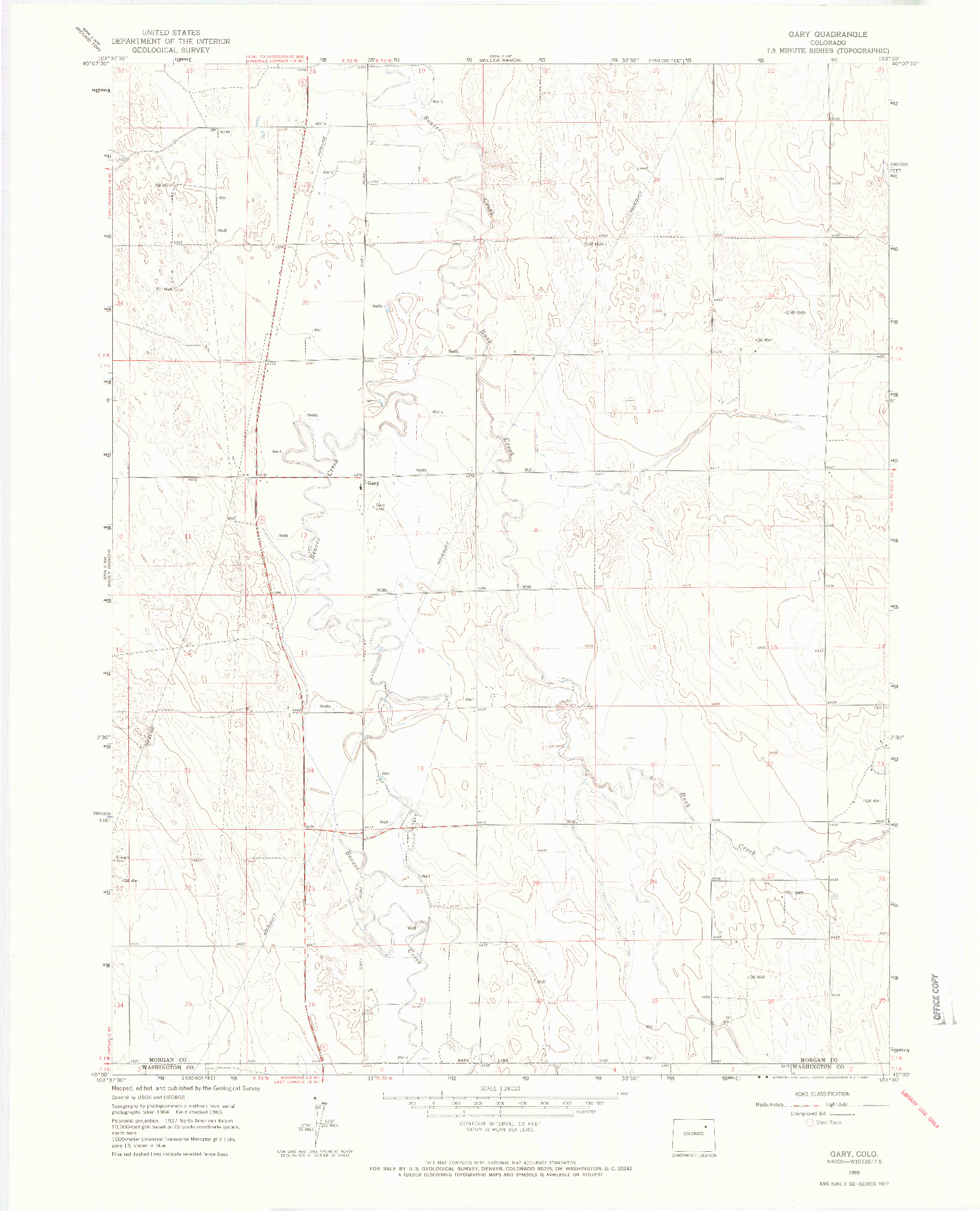 USGS 1:24000-SCALE QUADRANGLE FOR GARY, CO 1965