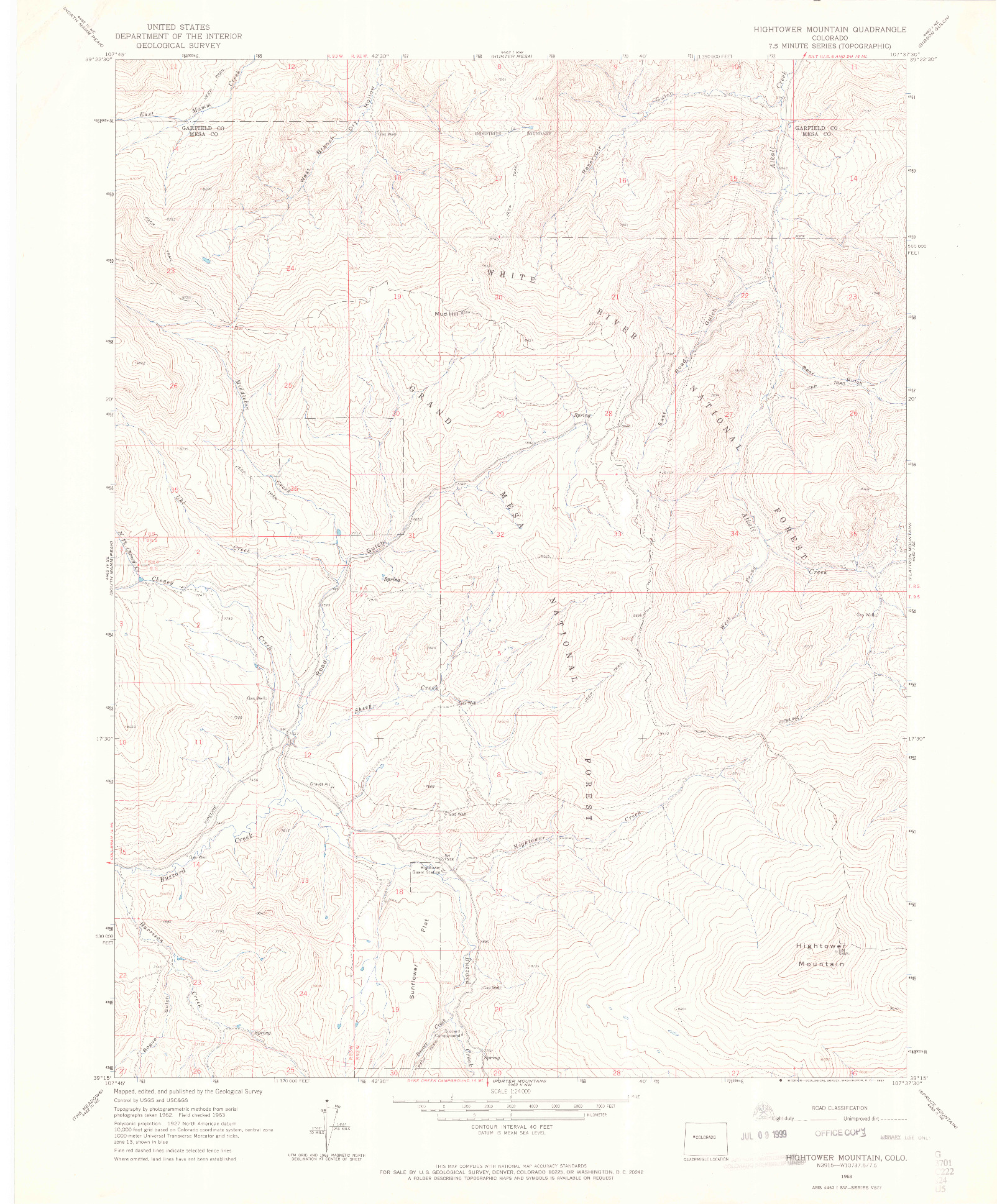 USGS 1:24000-SCALE QUADRANGLE FOR HIGHTOWER MOUNTAIN, CO 1963
