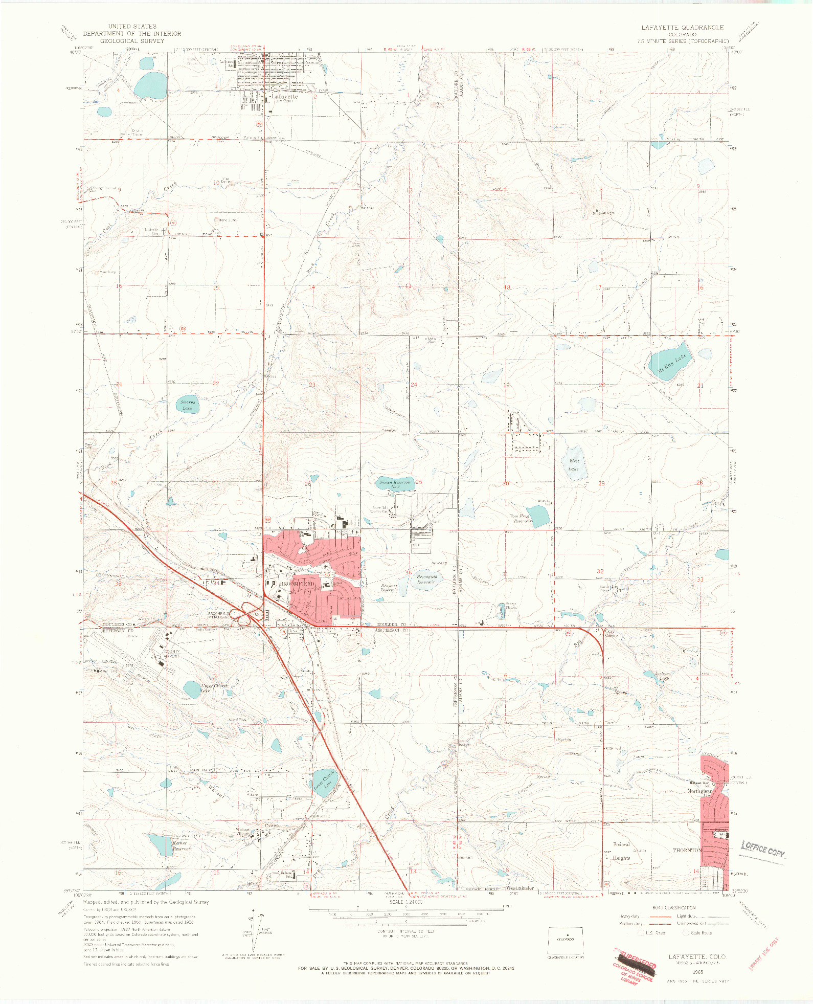 USGS 1:24000-SCALE QUADRANGLE FOR LAFAYETTE, CO 1965