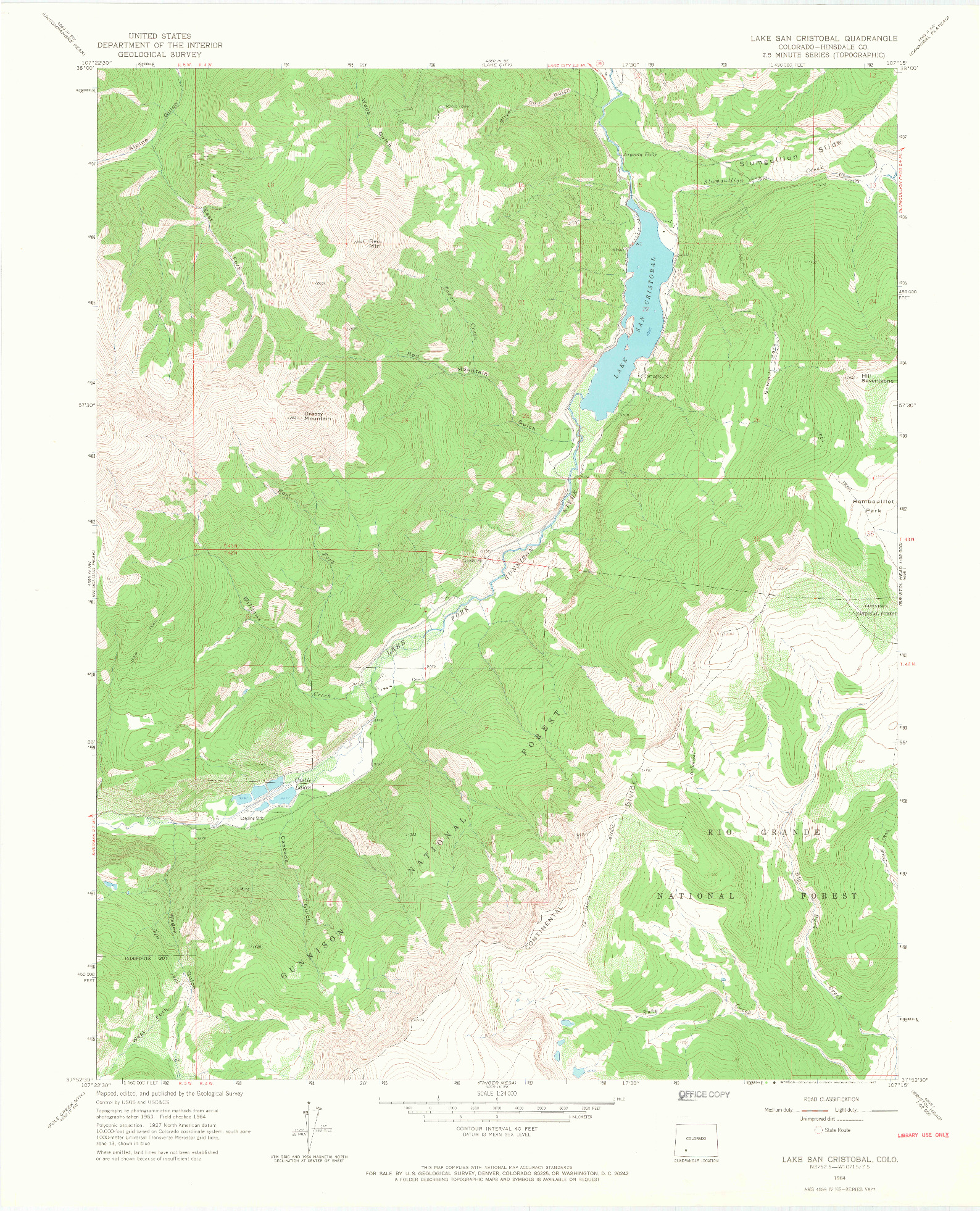 USGS 1:24000-SCALE QUADRANGLE FOR LAKE SAN CRISTOBAL, CO 1964