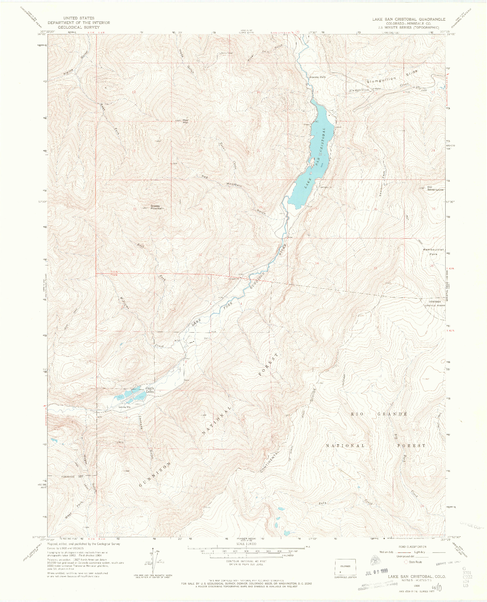 USGS 1:24000-SCALE QUADRANGLE FOR LAKE SAN CRISTOBAL, CO 1964