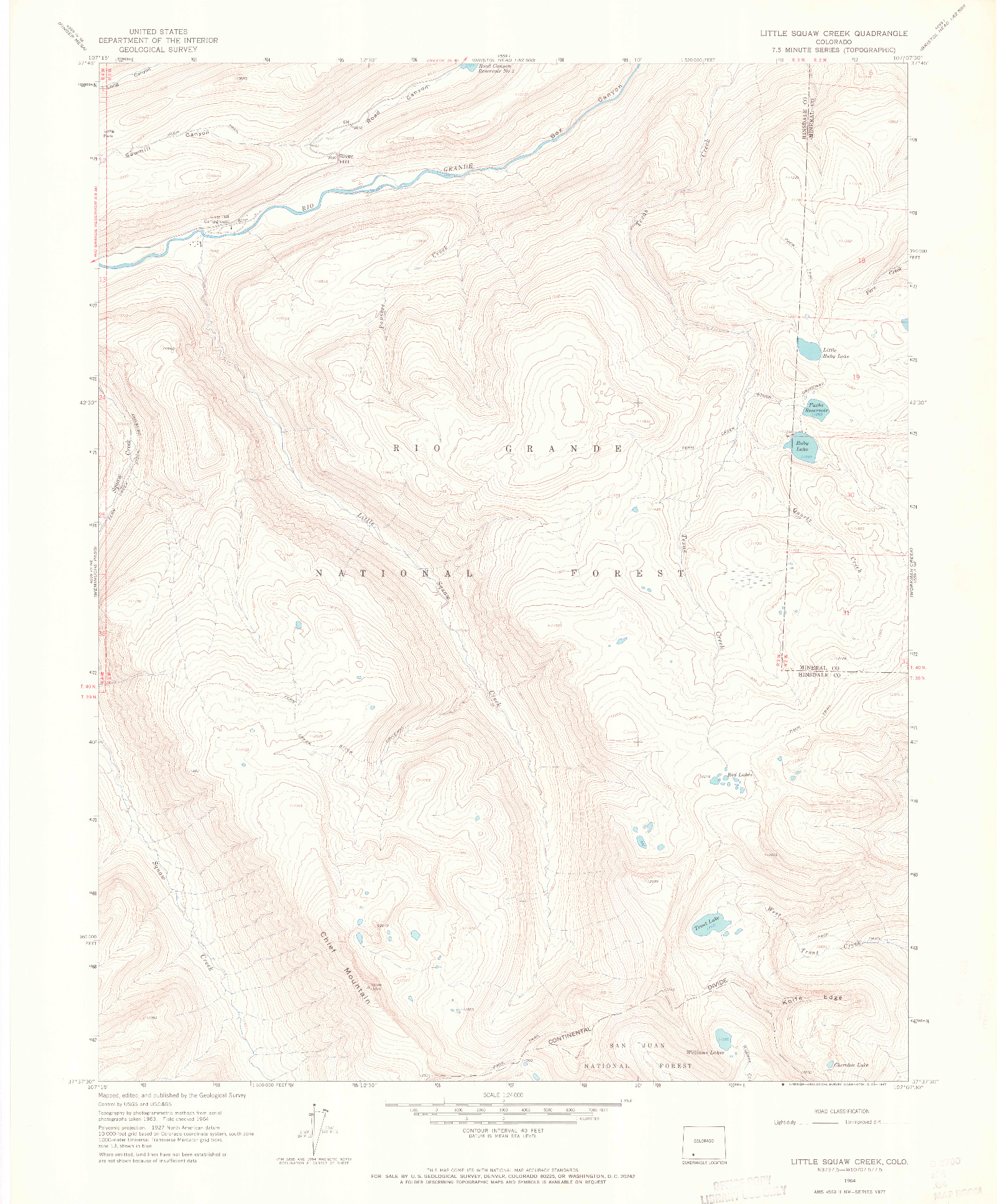 USGS 1:24000-SCALE QUADRANGLE FOR LITTLE SQUAW CREEK, CO 1964