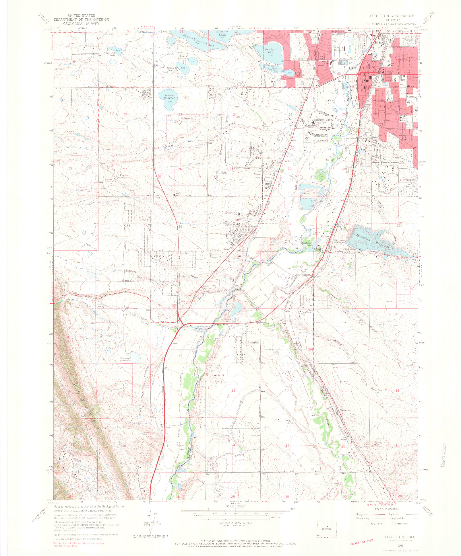 USGS 1:24000-SCALE QUADRANGLE FOR LITTLETON, CO 1965
