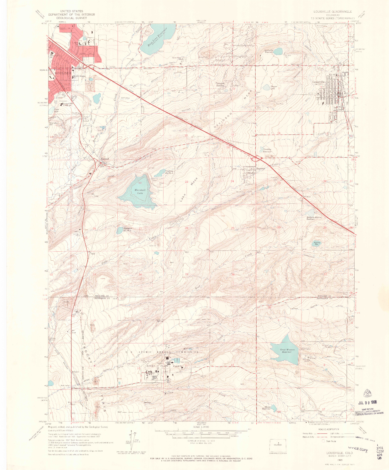 USGS 1:24000-SCALE QUADRANGLE FOR LOUISVILLE, CO 1965