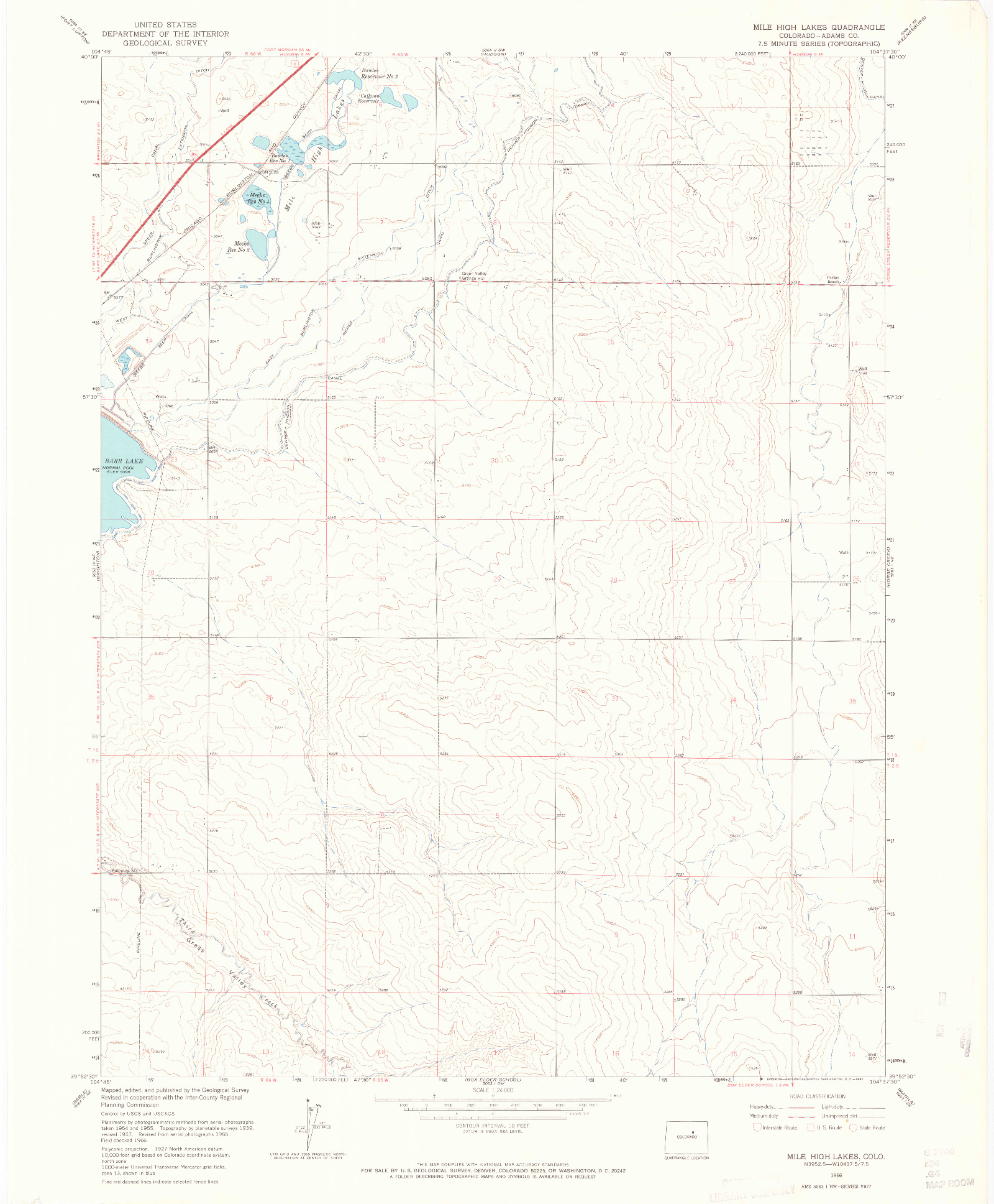 USGS 1:24000-SCALE QUADRANGLE FOR MILE HIGH LAKES, CO 1966