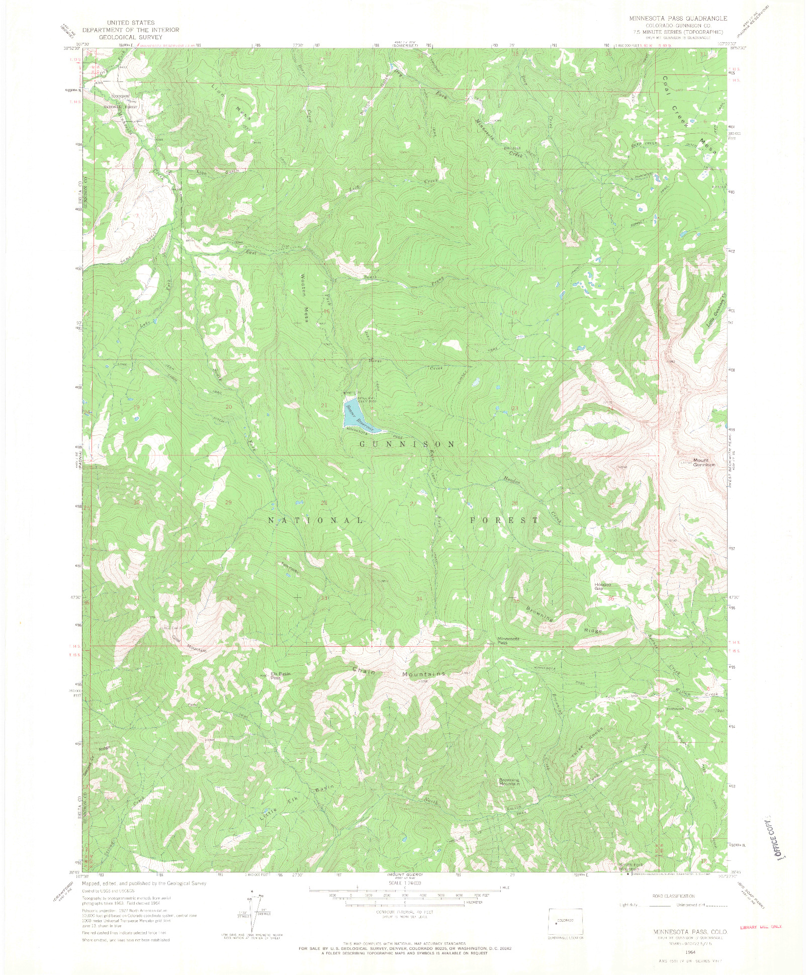 USGS 1:24000-SCALE QUADRANGLE FOR MINNESOTA PASS, CO 1964