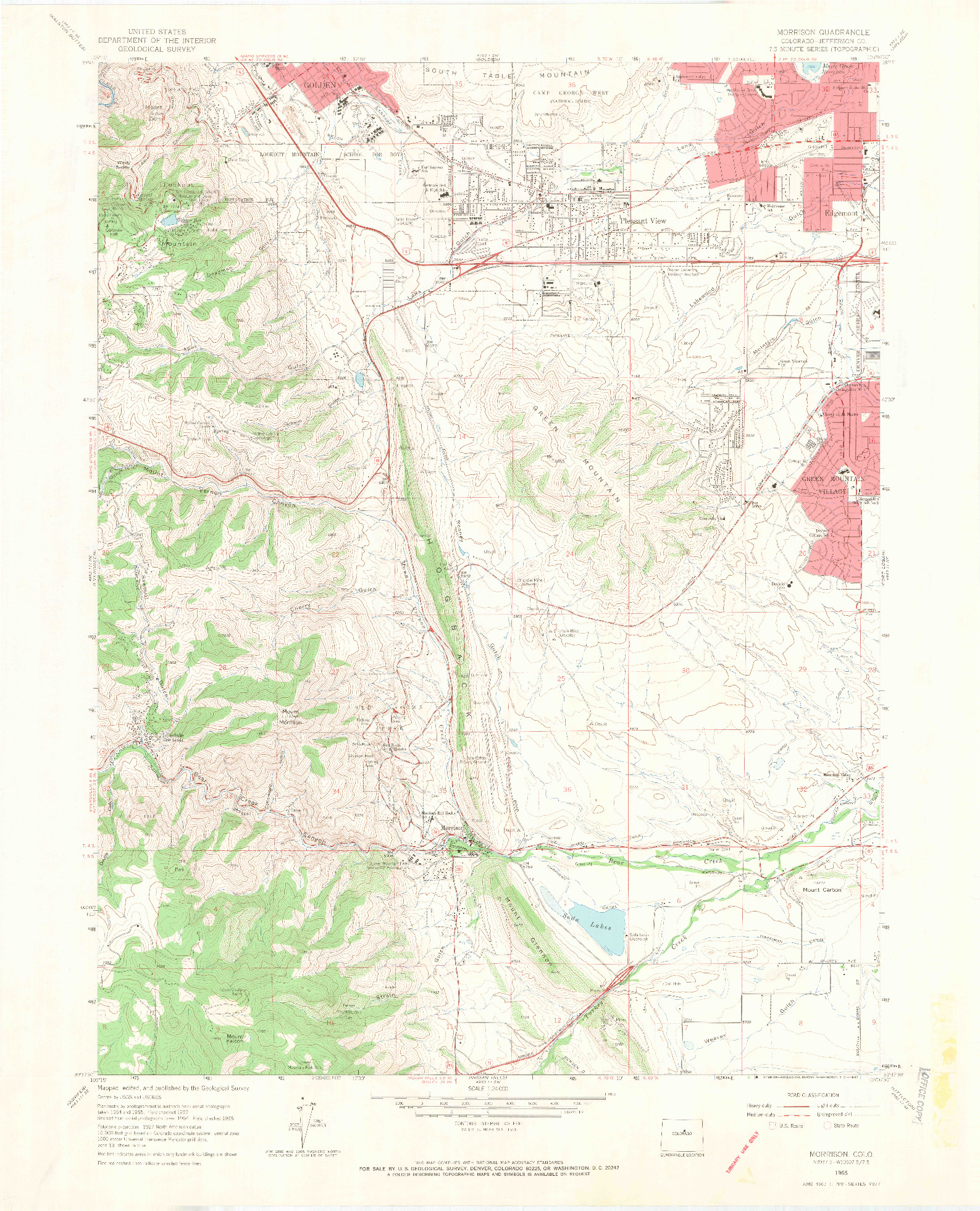 USGS 1:24000-SCALE QUADRANGLE FOR MORRISON, CO 1965