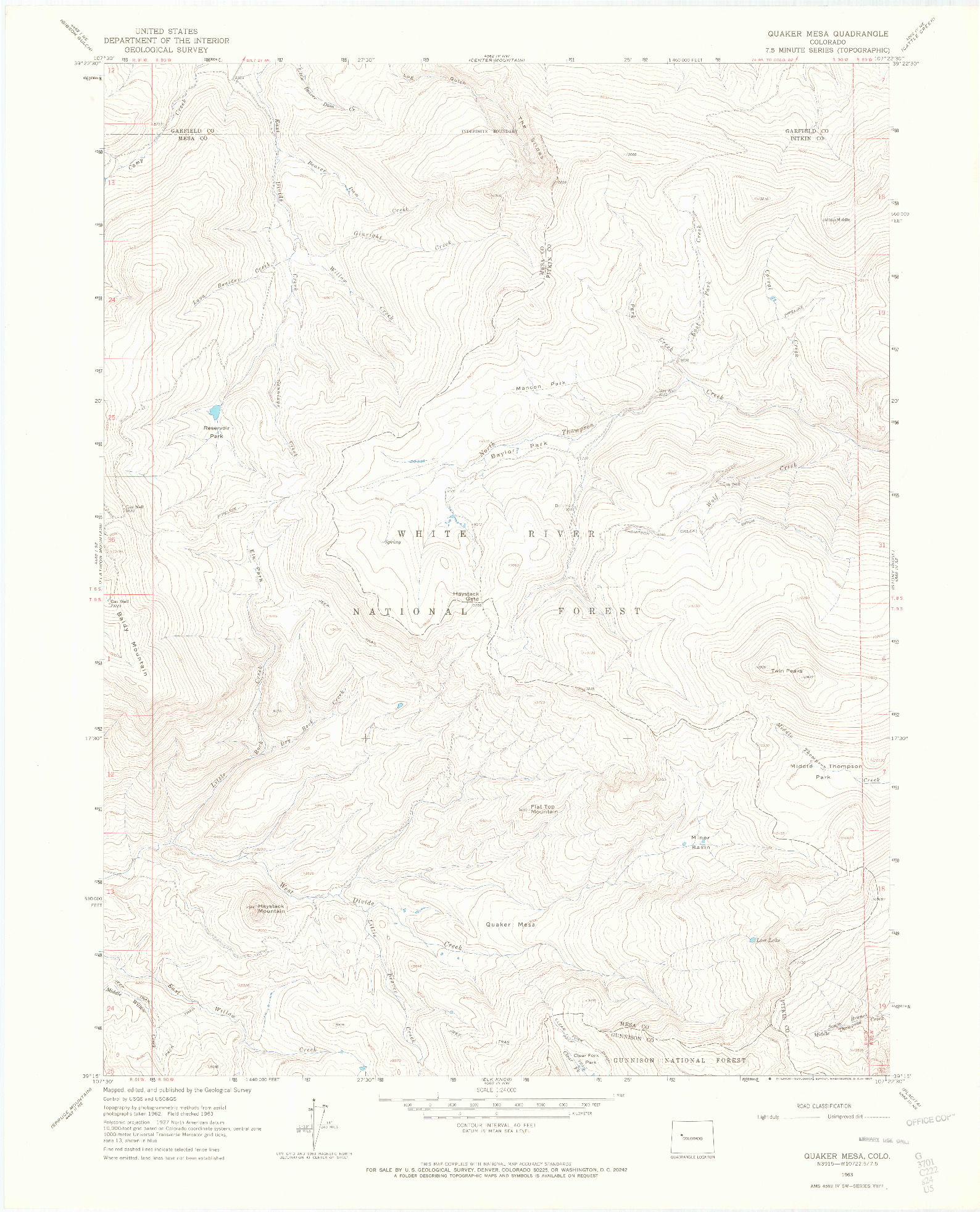 USGS 1:24000-SCALE QUADRANGLE FOR QUAKER MESA, CO 1963