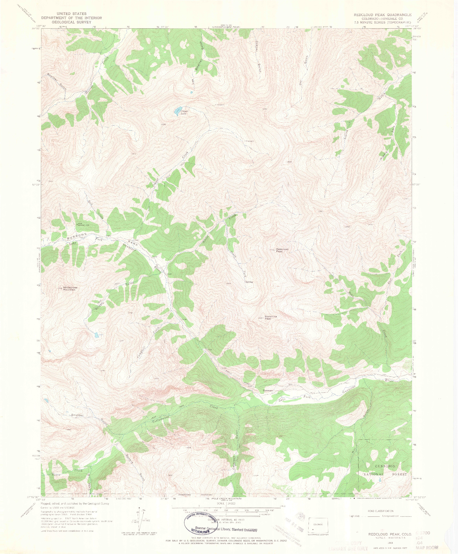 USGS 1:24000-SCALE QUADRANGLE FOR REDCLOUD PEAK, CO 1964