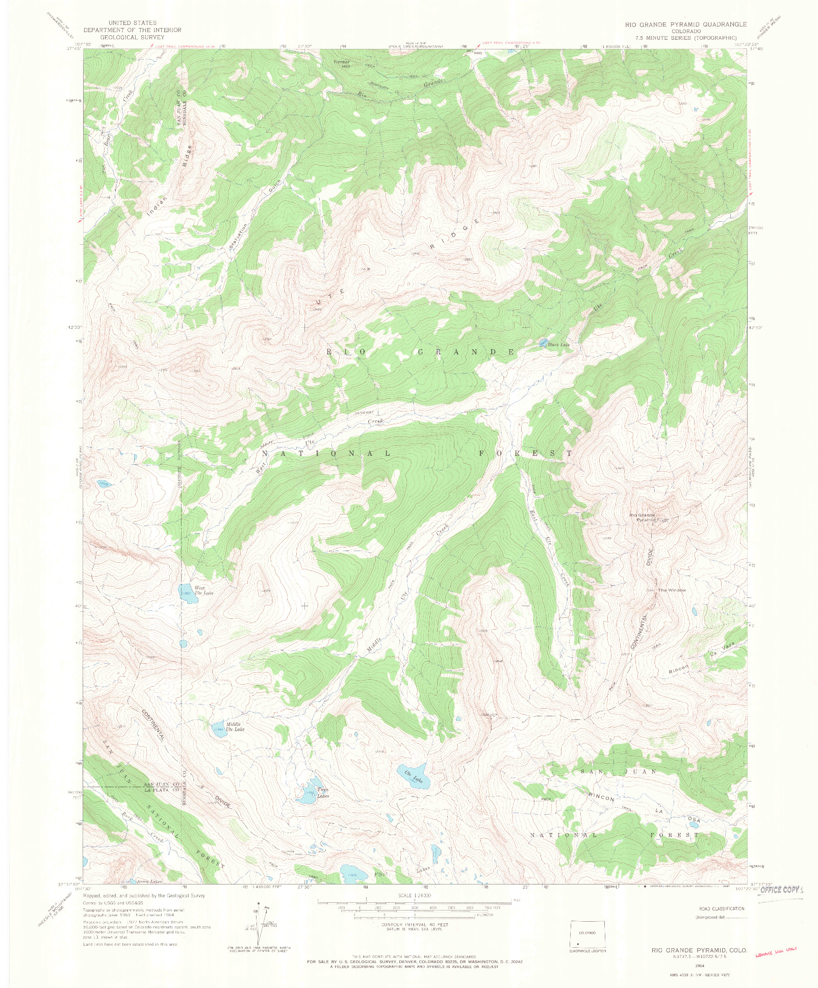 USGS 1:24000-SCALE QUADRANGLE FOR RIO GRANDE PYRAMID, CO 1964