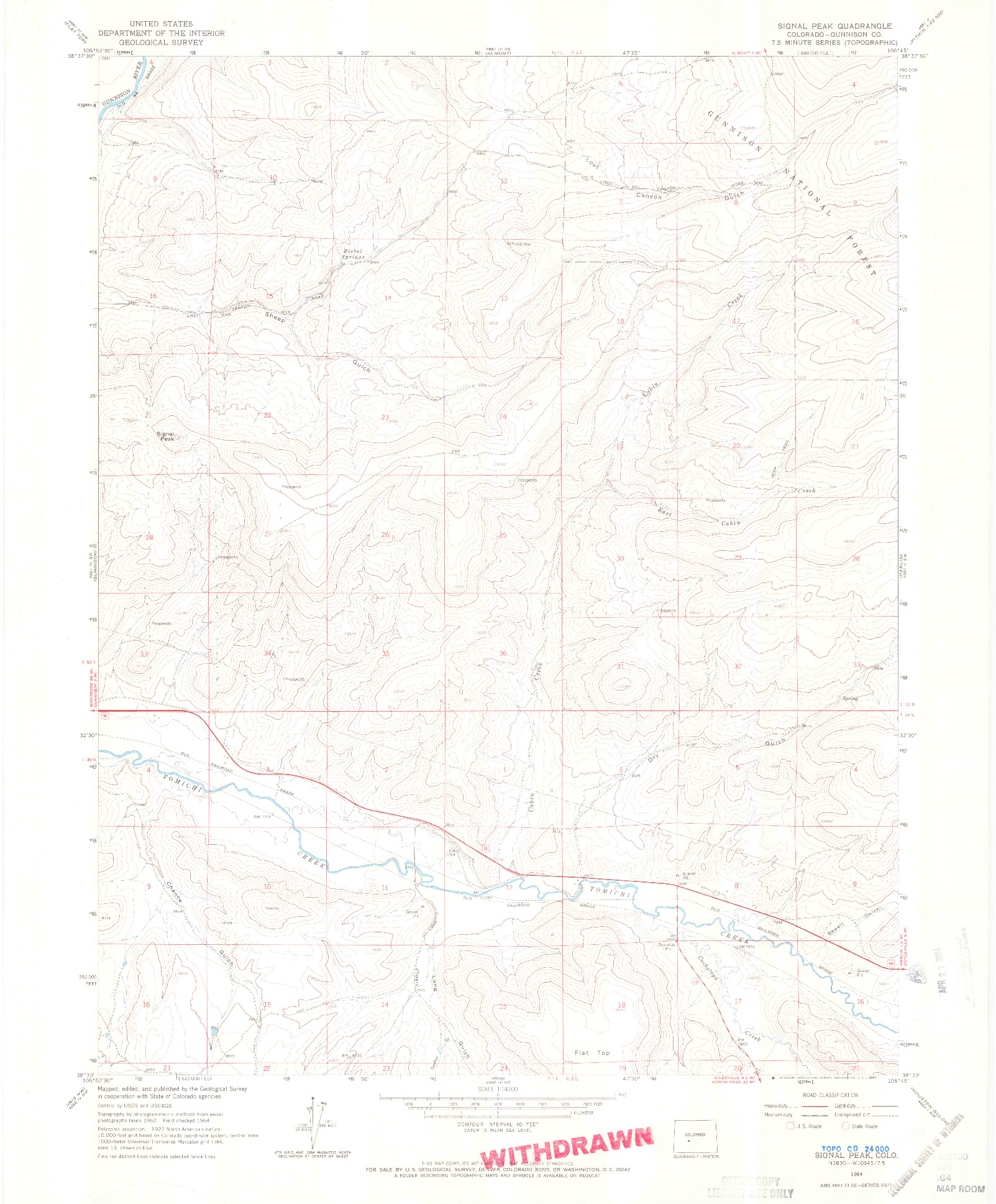 USGS 1:24000-SCALE QUADRANGLE FOR SIGNAL PEAK, CO 1964