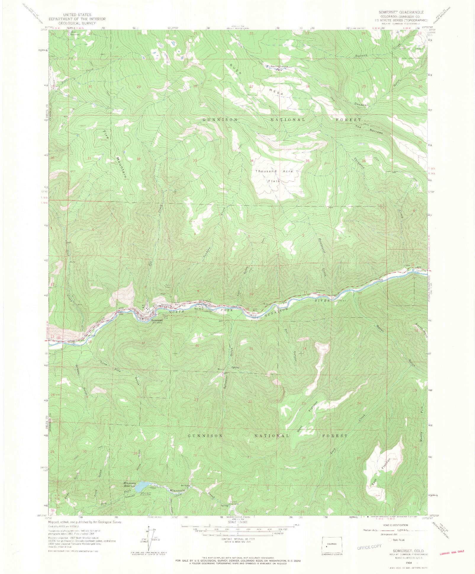 USGS 1:24000-SCALE QUADRANGLE FOR SOMERSET, CO 1964