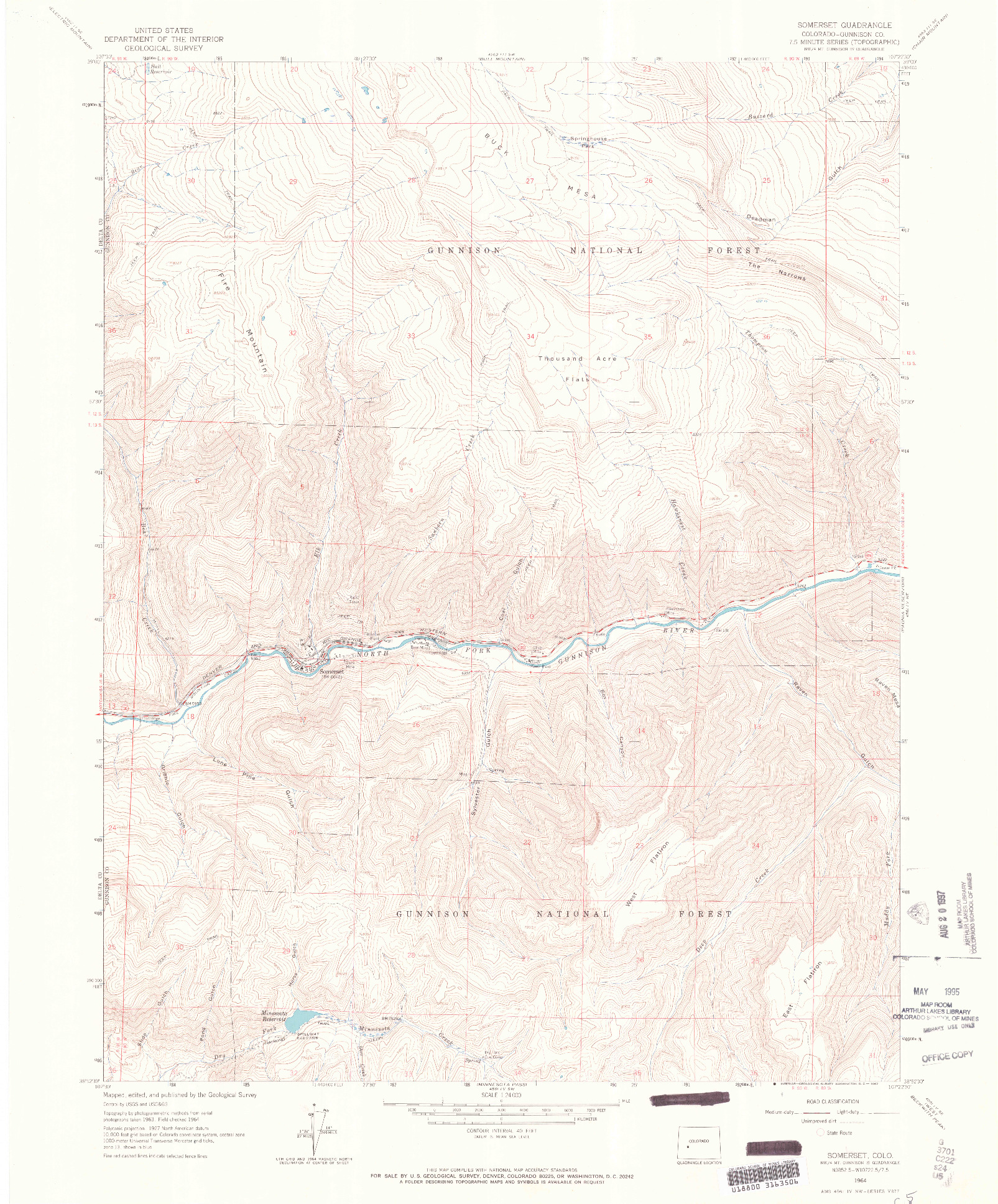 USGS 1:24000-SCALE QUADRANGLE FOR SOMERSET, CO 1964