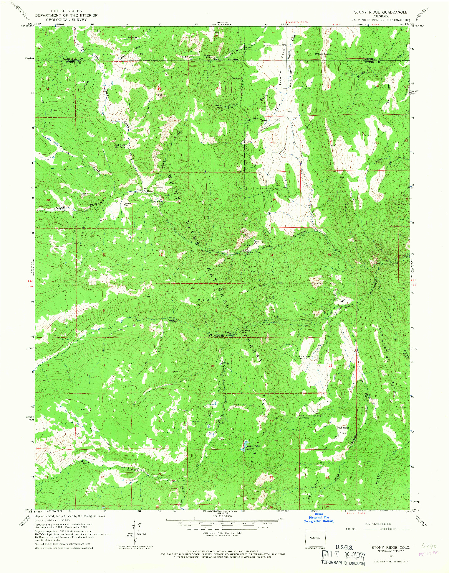 USGS 1:24000-SCALE QUADRANGLE FOR STONY RIDGE, CO 1963