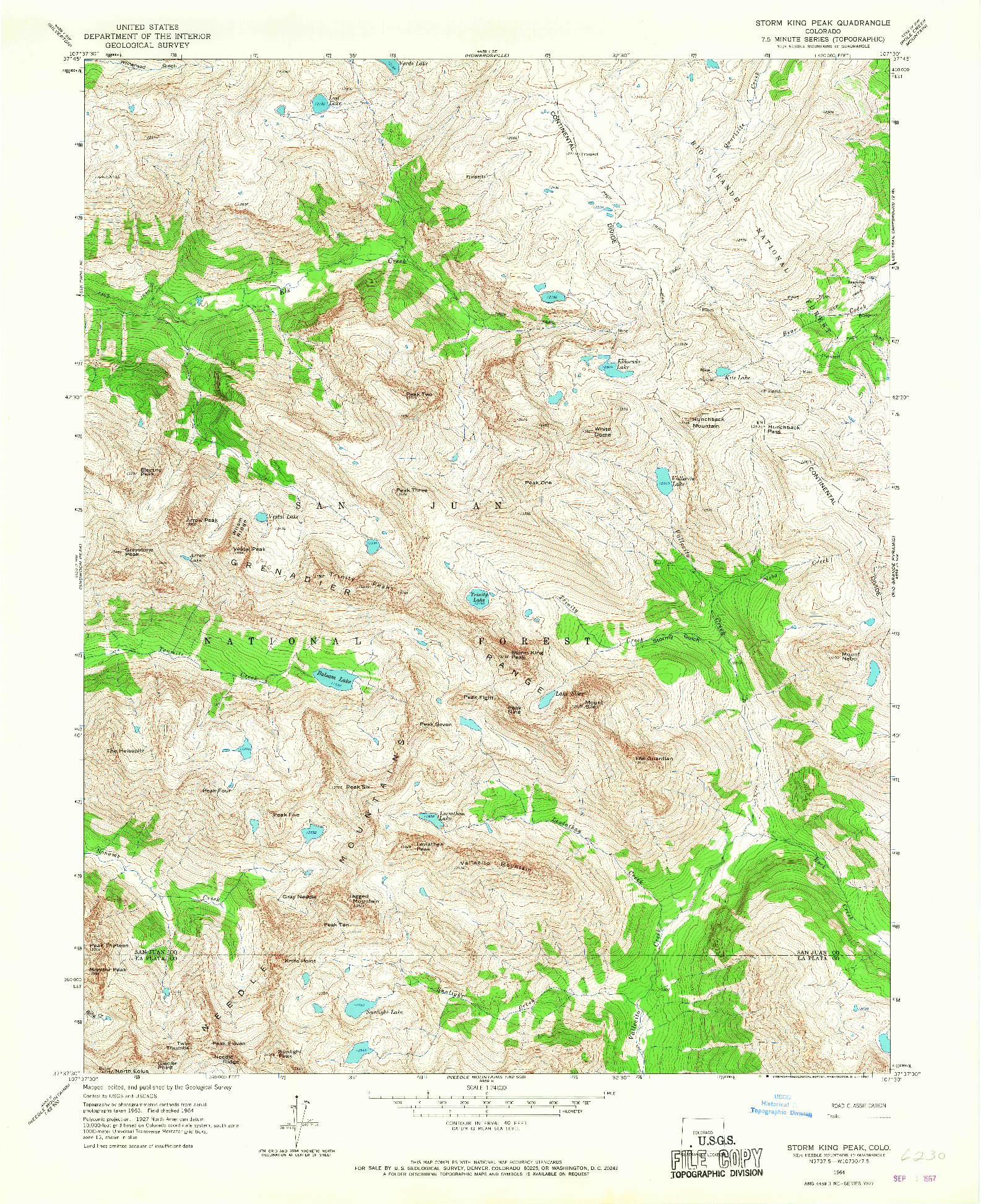 USGS 1:24000-SCALE QUADRANGLE FOR STORM KING PEAK, CO 1964