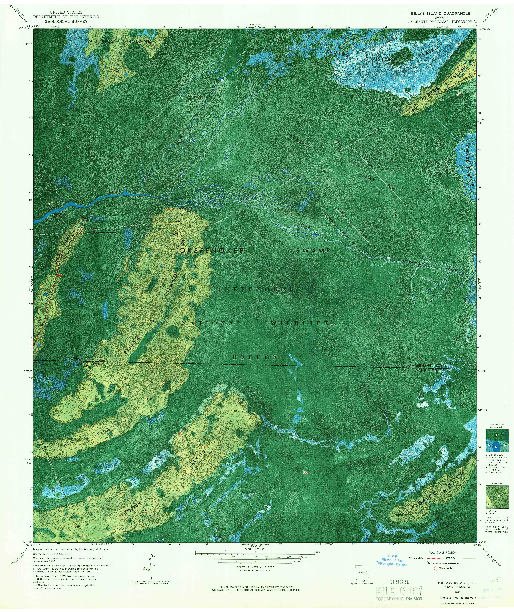 USGS 1:24000-SCALE QUADRANGLE FOR BILLYS ISLAND, GA 1966