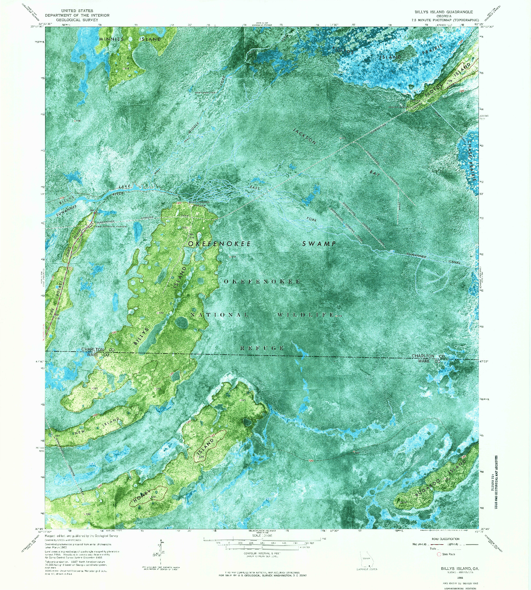 USGS 1:24000-SCALE QUADRANGLE FOR BILLYS ISLAND, GA 1966