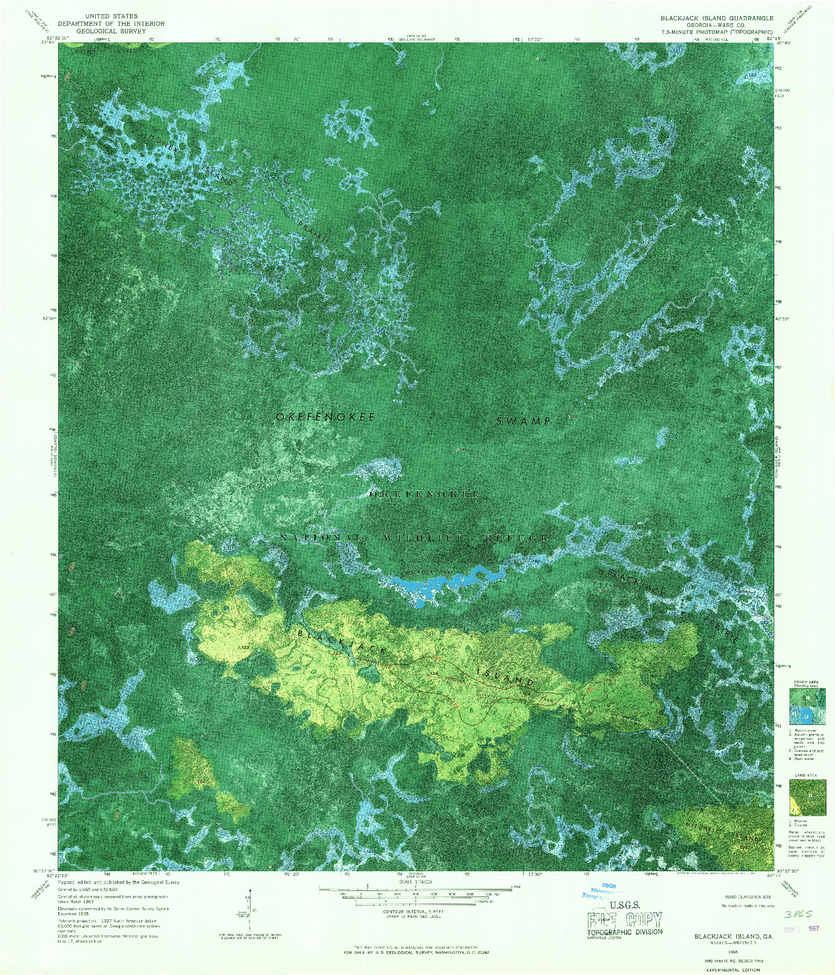 USGS 1:24000-SCALE QUADRANGLE FOR BLACKJACK ISLAND, GA 1965