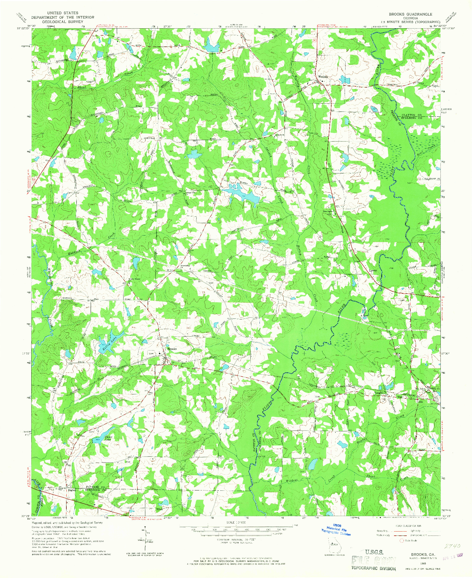 USGS 1:24000-SCALE QUADRANGLE FOR BROOKS, GA 1965