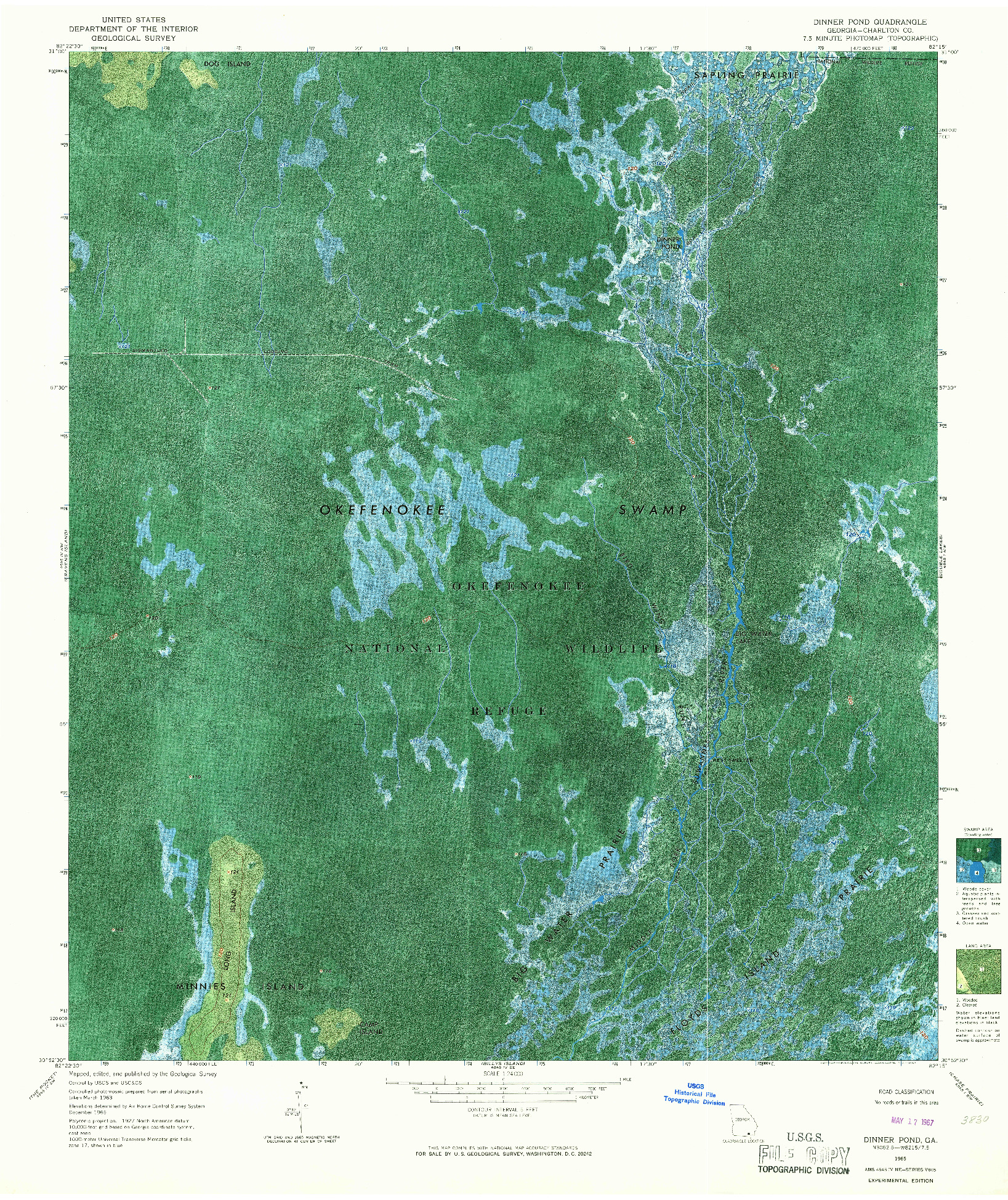 USGS 1:24000-SCALE QUADRANGLE FOR DINNER POND, GA 1965