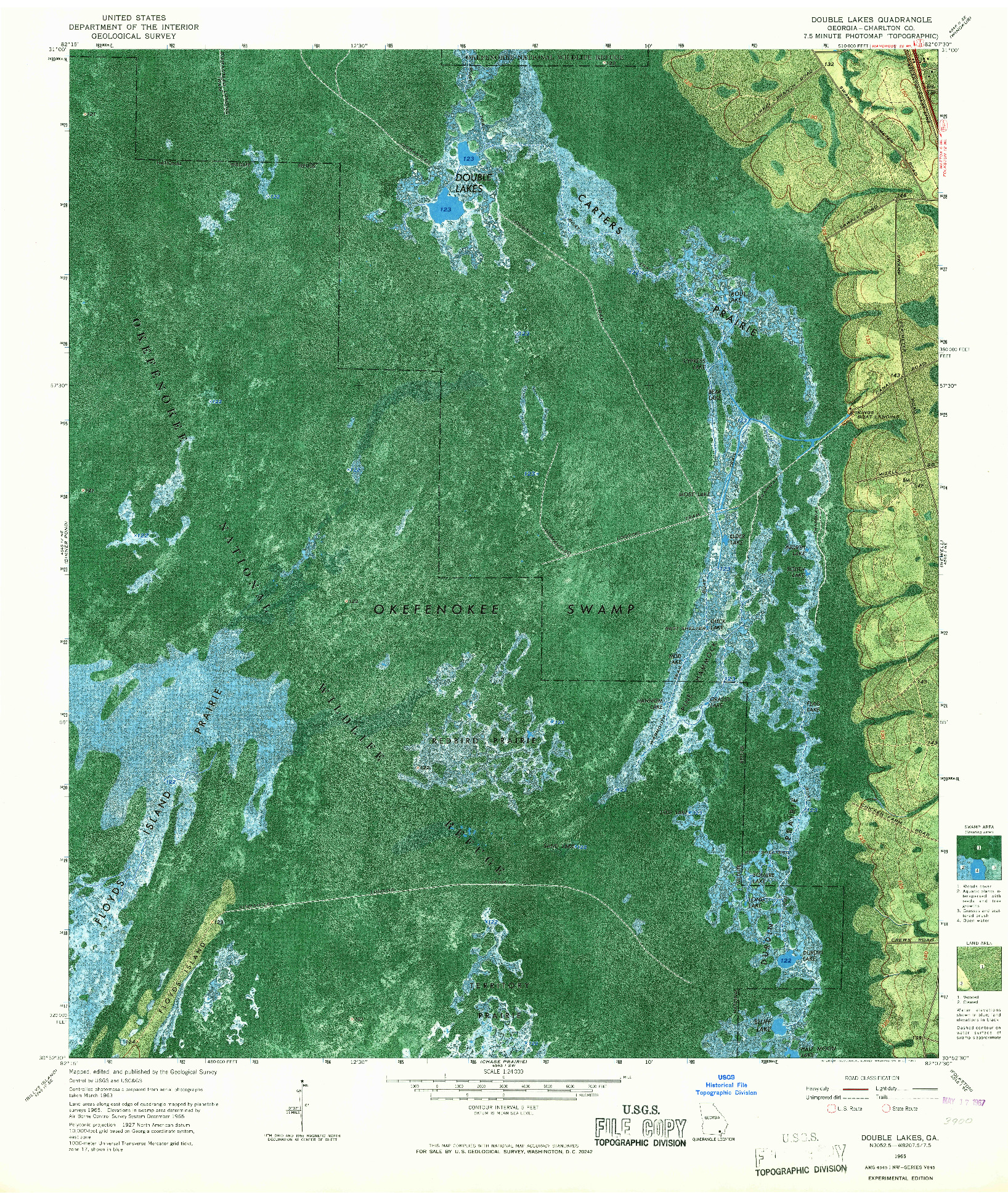 USGS 1:24000-SCALE QUADRANGLE FOR DOUBLE LAKES, GA 1965