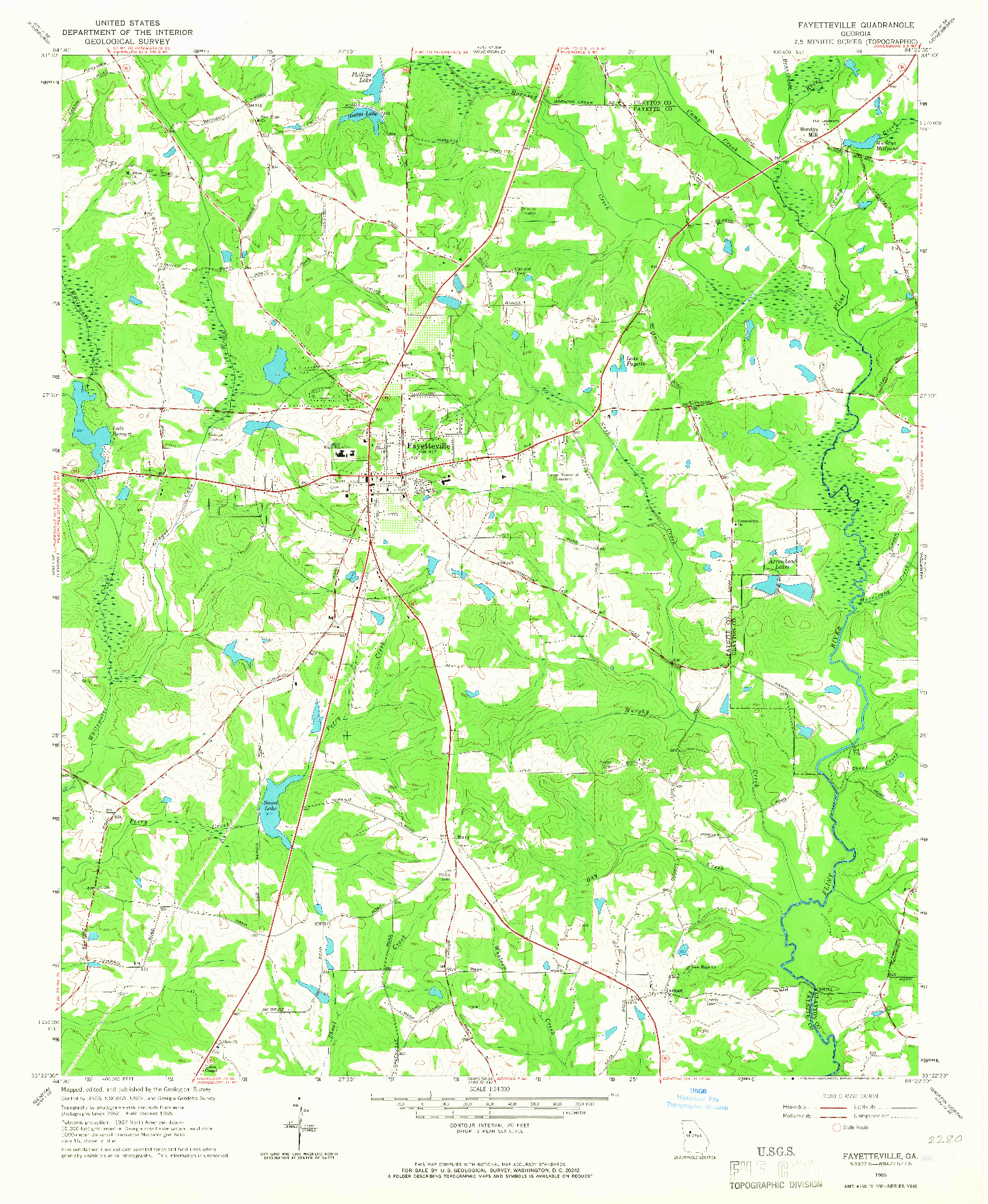 USGS 1:24000-SCALE QUADRANGLE FOR FAYETTEVILLE, GA 1965