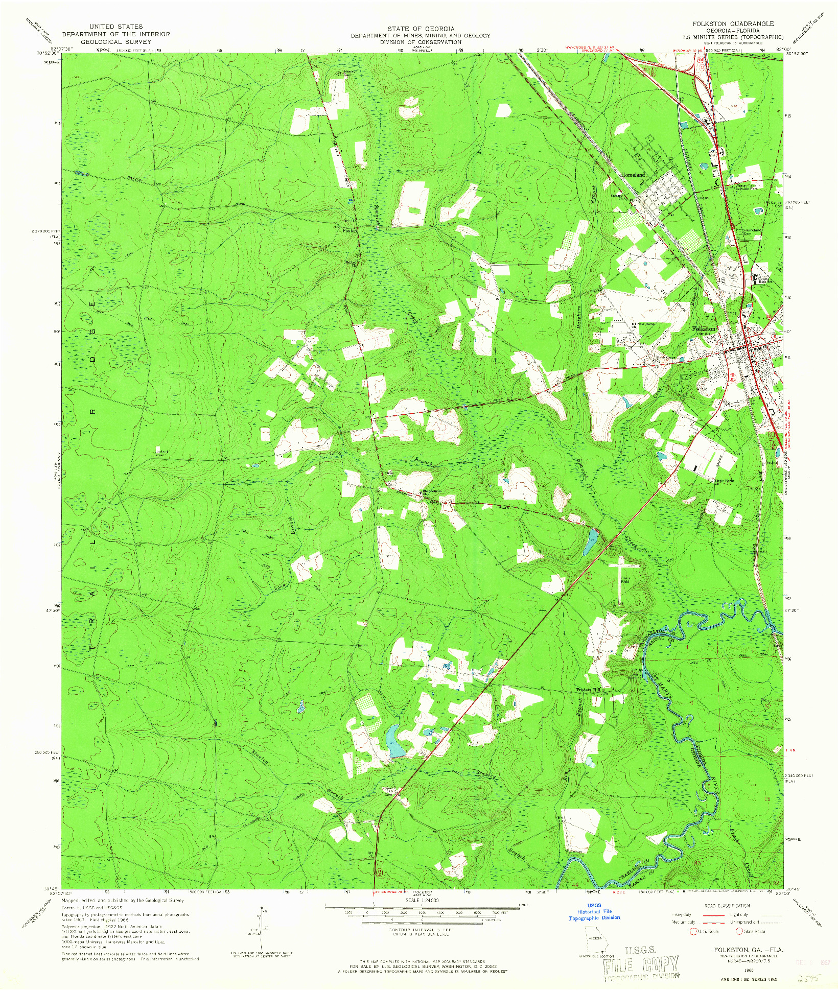 USGS 1:24000-SCALE QUADRANGLE FOR FOLKSTON, GA 1966