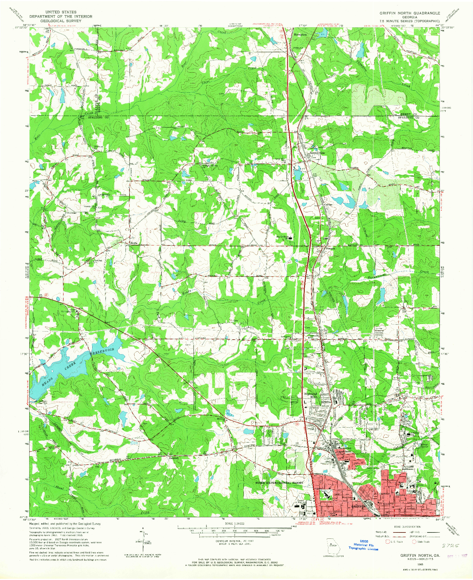 USGS 1:24000-SCALE QUADRANGLE FOR GRIFFIN NORTH, GA 1965