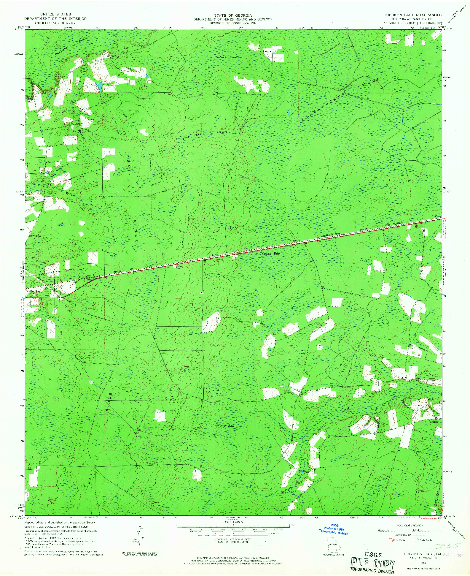 USGS 1:24000-SCALE QUADRANGLE FOR HOBOKEN EAST, GA 1966